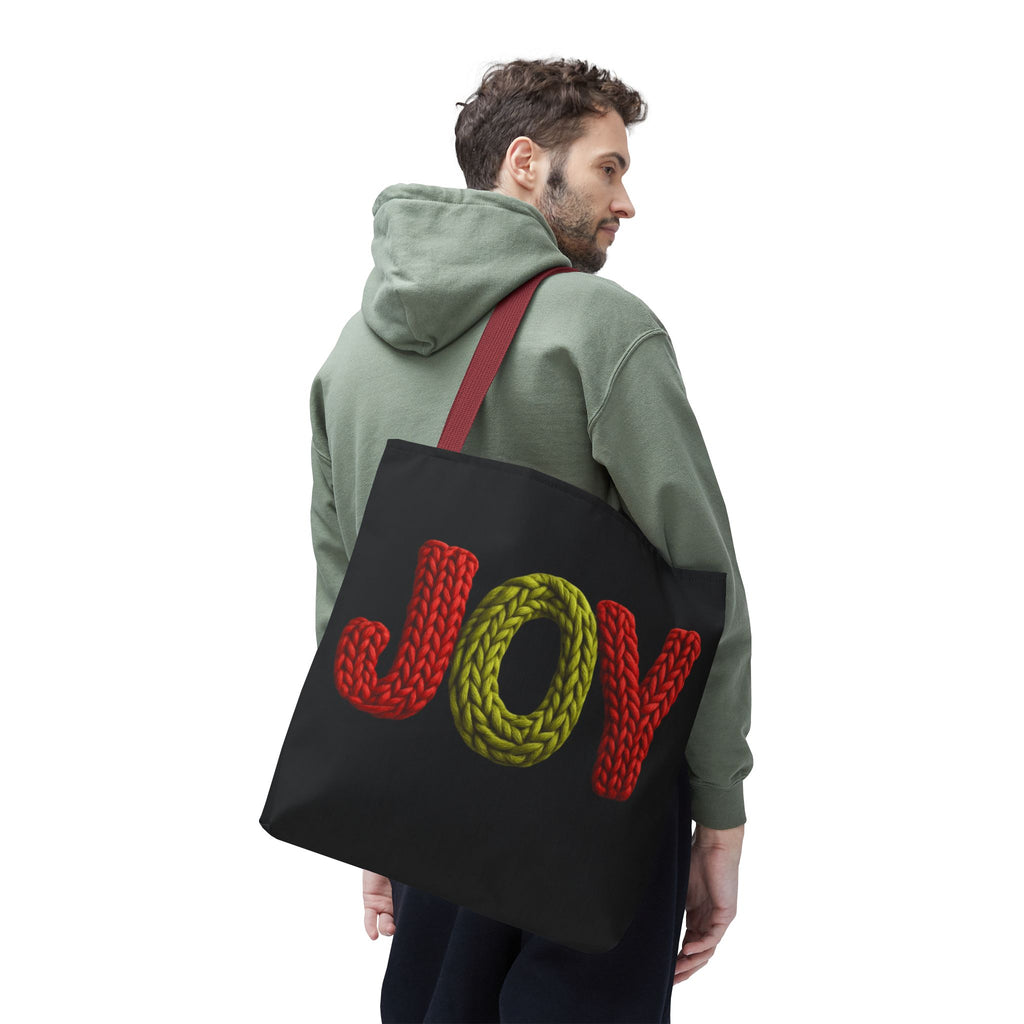 Christmas Tote Bag  Festive Holiday DesigJoy Knit Tote Bag  Colorful 'JOY' Yarn Design, Cozy Holiday Gift Tote