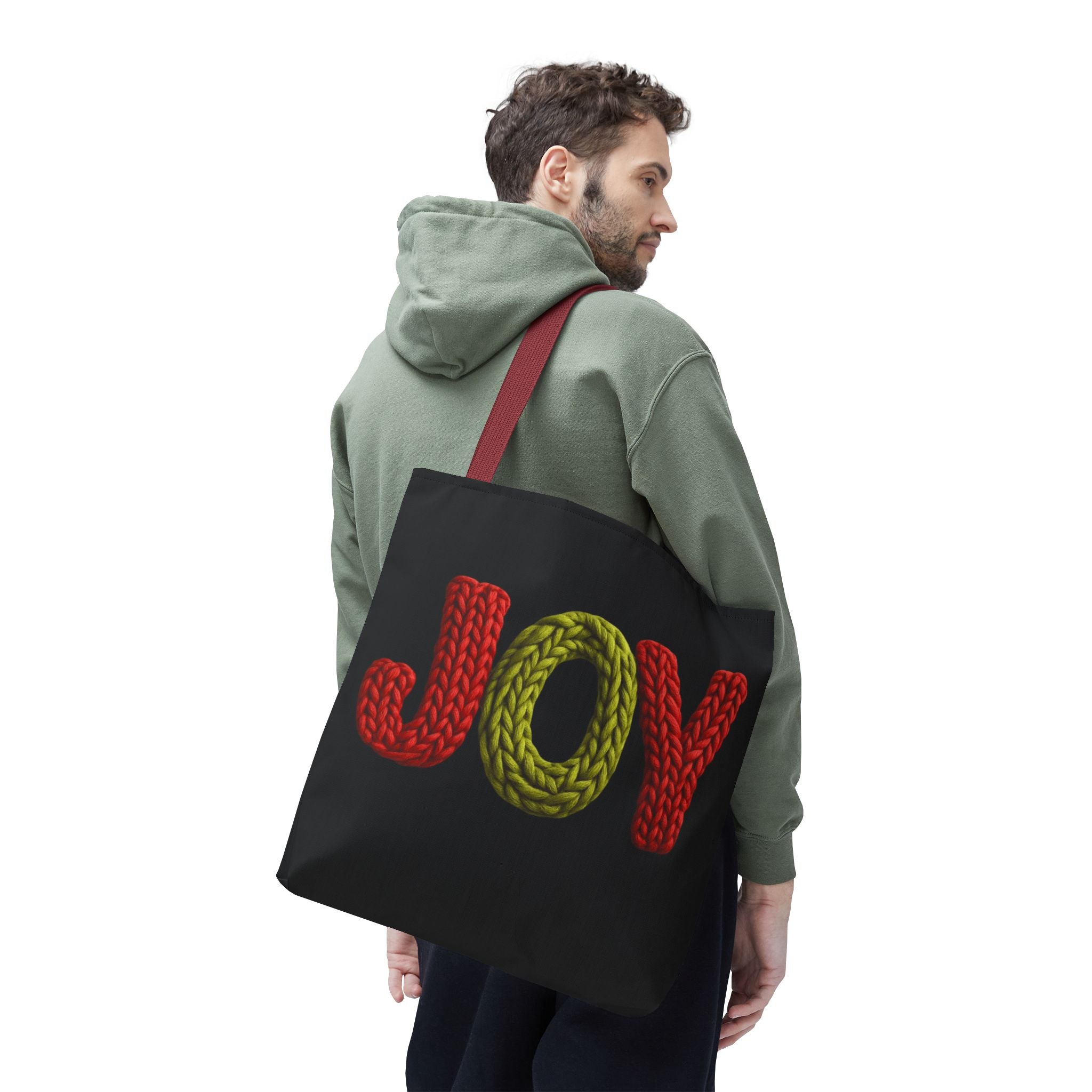Christmas Tote Bag  Festive Holiday DesigJoy Knit Tote Bag  Colorful 'JOY' Yarn Design, Cozy Holiday Gift Tote