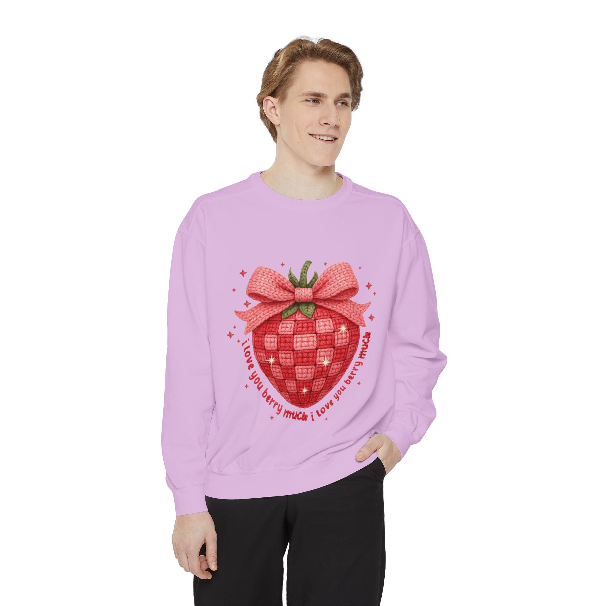 Strawberry Bow Sweatshirt  "I Love You Berry Much" Cute Valentine Pullover