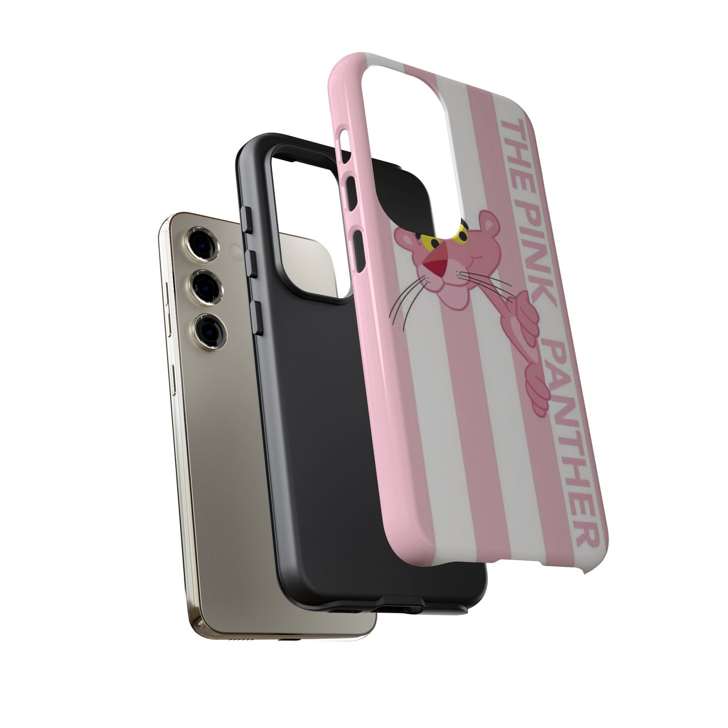 Pink Panther Tough Case Retro Striped Phone Case with "The Pink Panther" Design