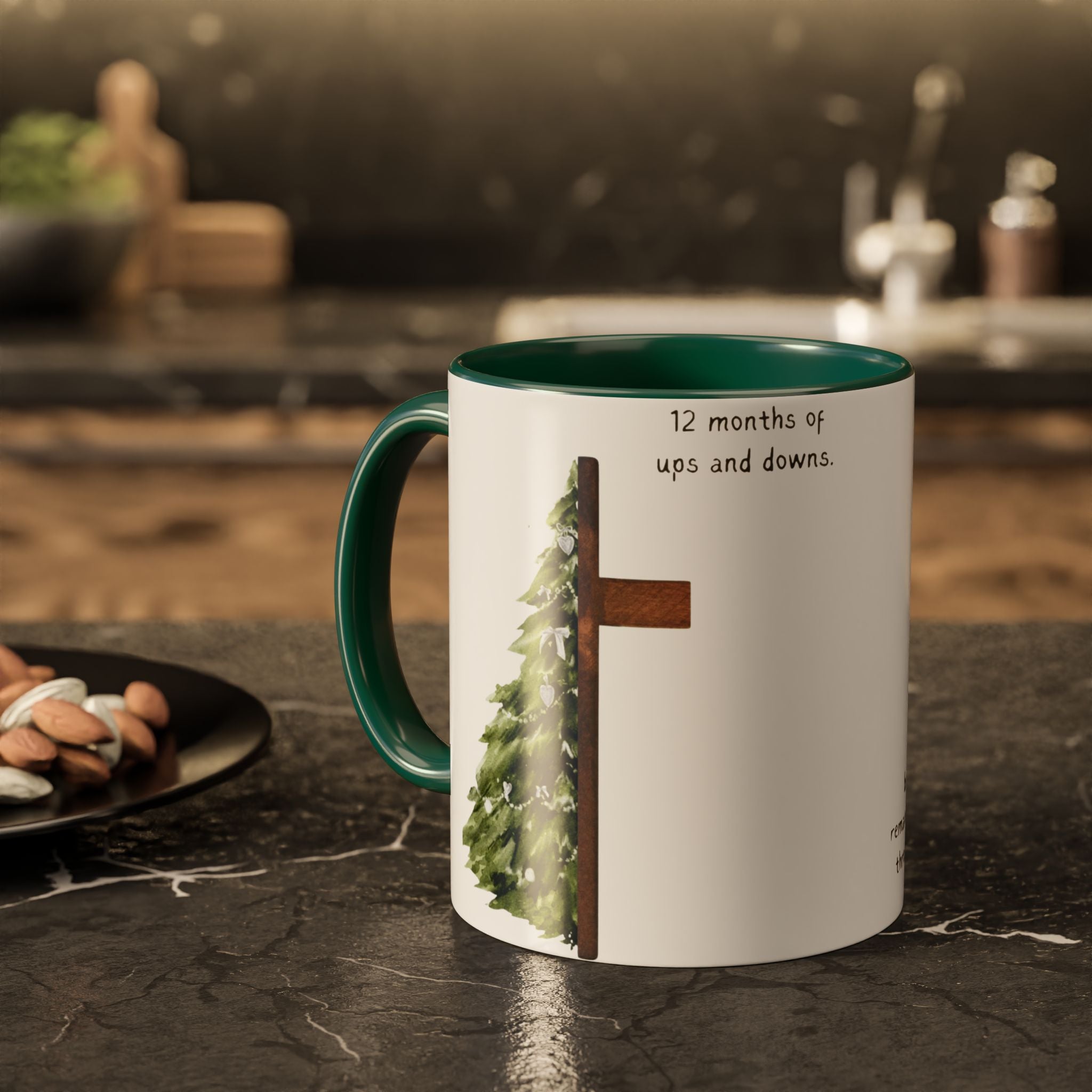 Christian Cross & Pine Tree Mug — Faith Reminder Coffee Cup (11oz/15oz)