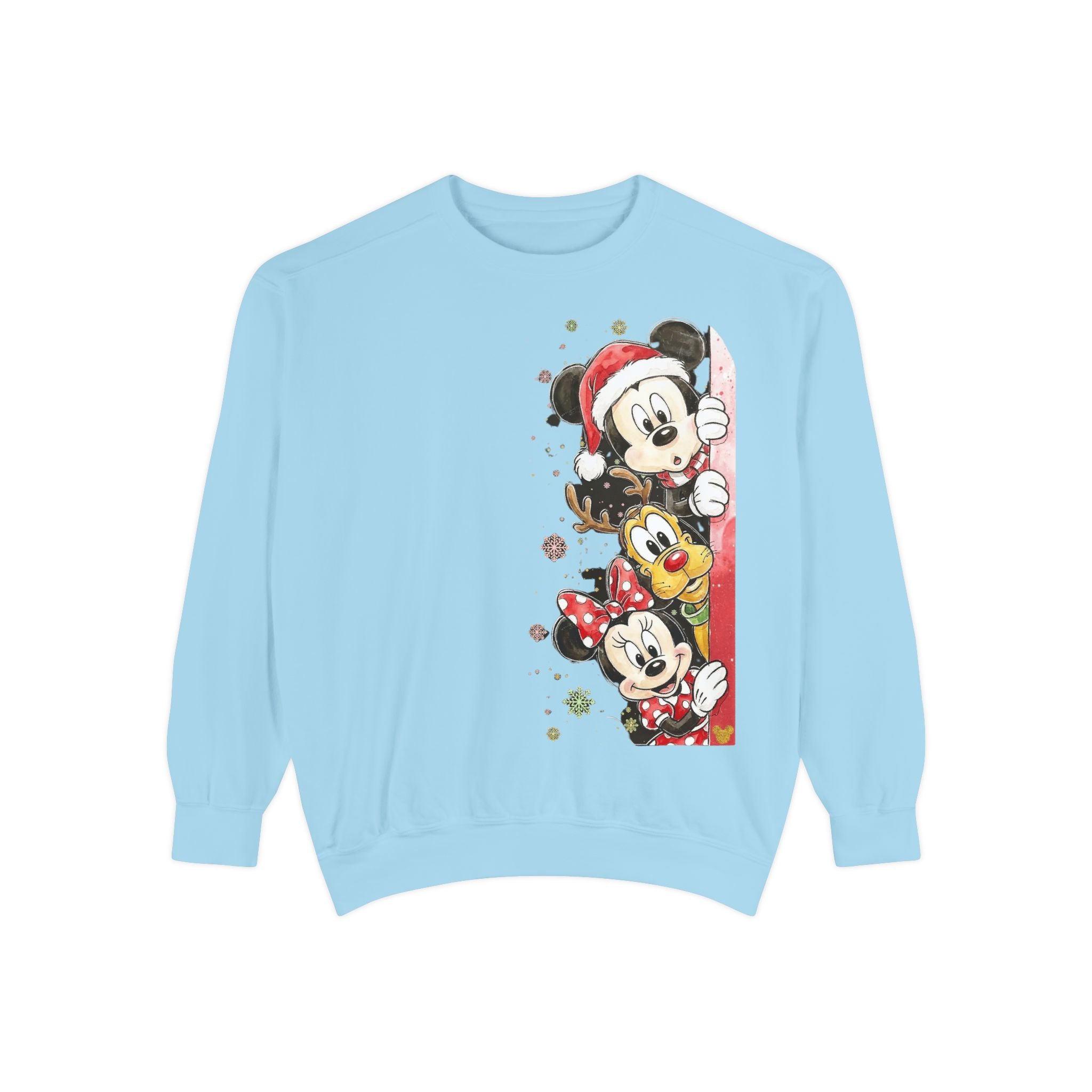 Christmas Disney Characters Sweatshirt  Mickey, Minnie & Pluto Holiday Crew Cartoon Christmas T-shirts and Sweaters