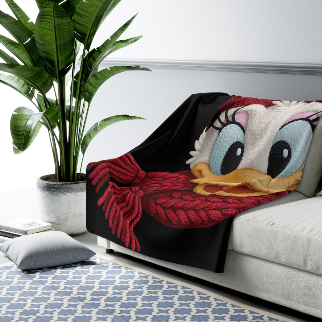 Winter Wonderland Cartoon Fleece Blanket Daisy Duck Holiday Sherpa Fleece Blanket  Cozy Disney Winter Throw