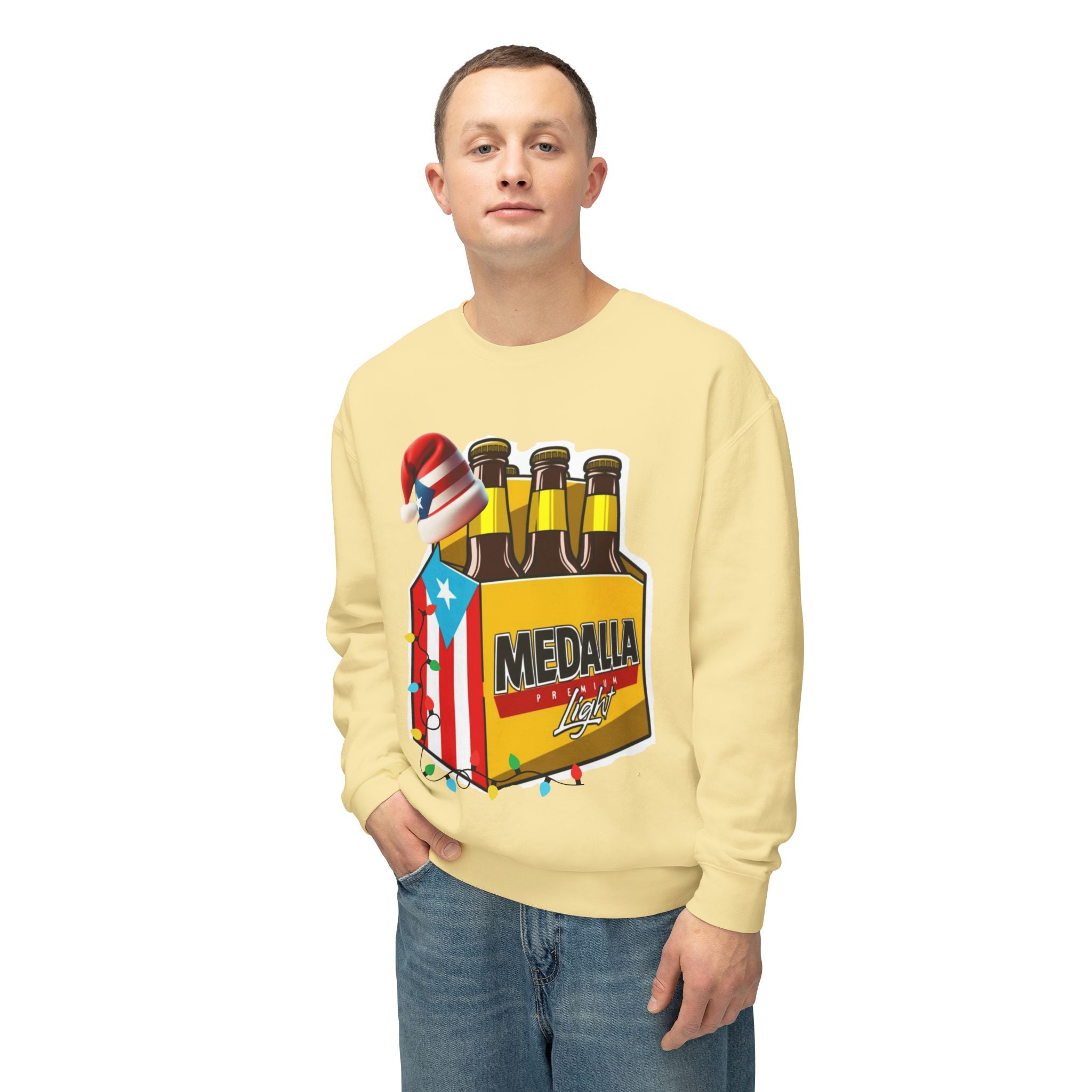 Medalla Light Puerto Rican Holiday Sweatshirt  Navidad Boricua Crewneck Puerto Rico Navidade