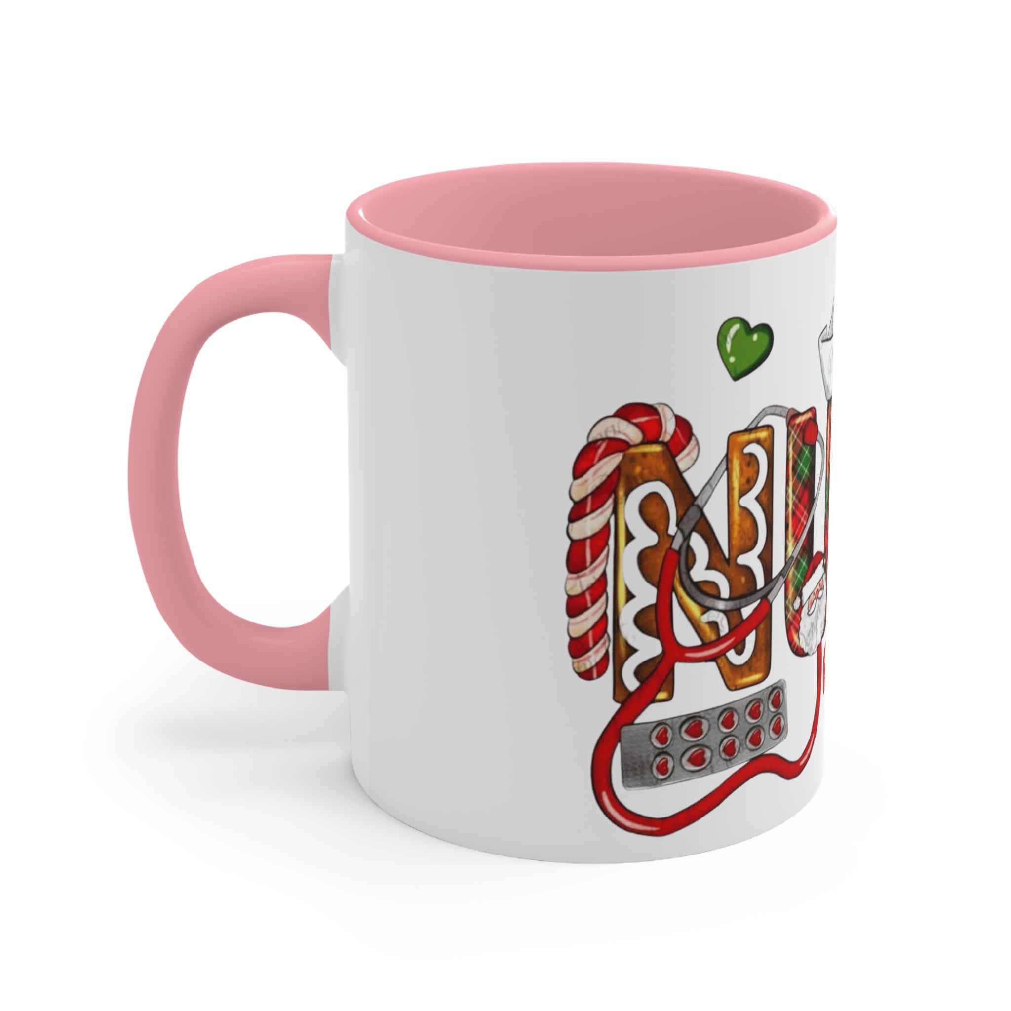 Christmas Nurse Accent Mug — Festive Healthcare Holiday Coffee Cup with Gingerbread & Candy Cane Design Medical Christmas Mug