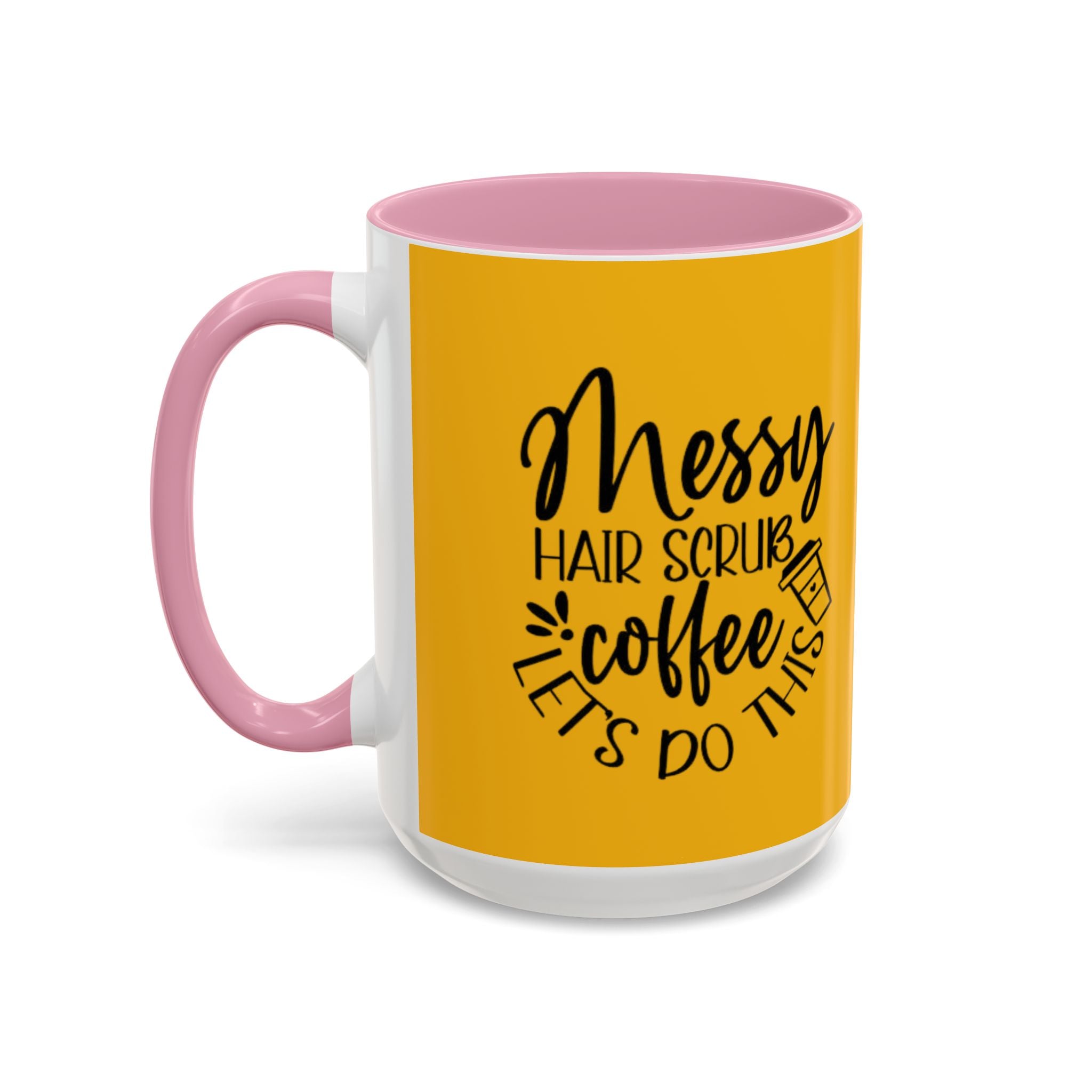 Holiday Coffee Cups with Festive Quotes & Designs Messy Hair Coffee Mug - Fun Yellow Ceramic Cup for Coffee Lovers