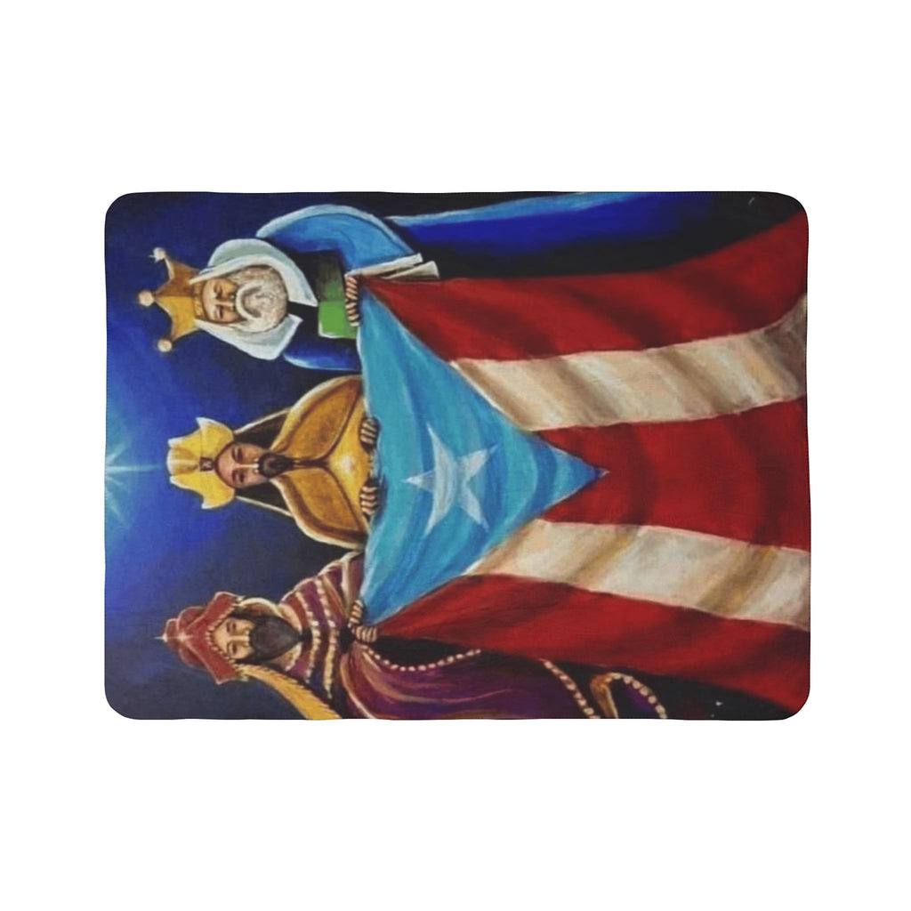 Puerto Rican Flag Three Kings Fleece Sherpa Blanket Colección Navidades Puerto Rico – Nueva Colección de Navidad!