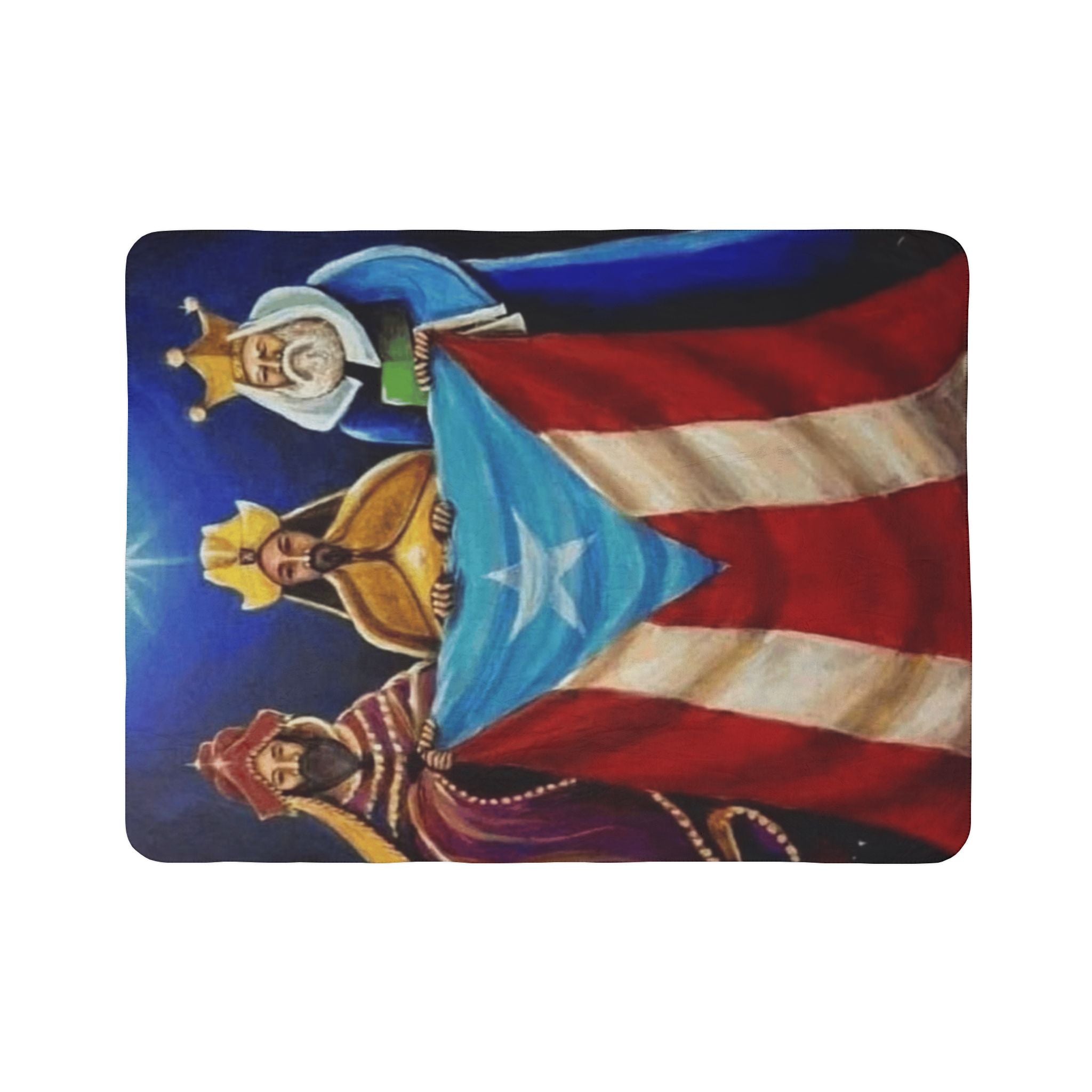 Puerto Rican Flag Three Kings Fleece Sherpa Blanket Colección Navidades Puerto Rico – Nueva Colección de Navidad!