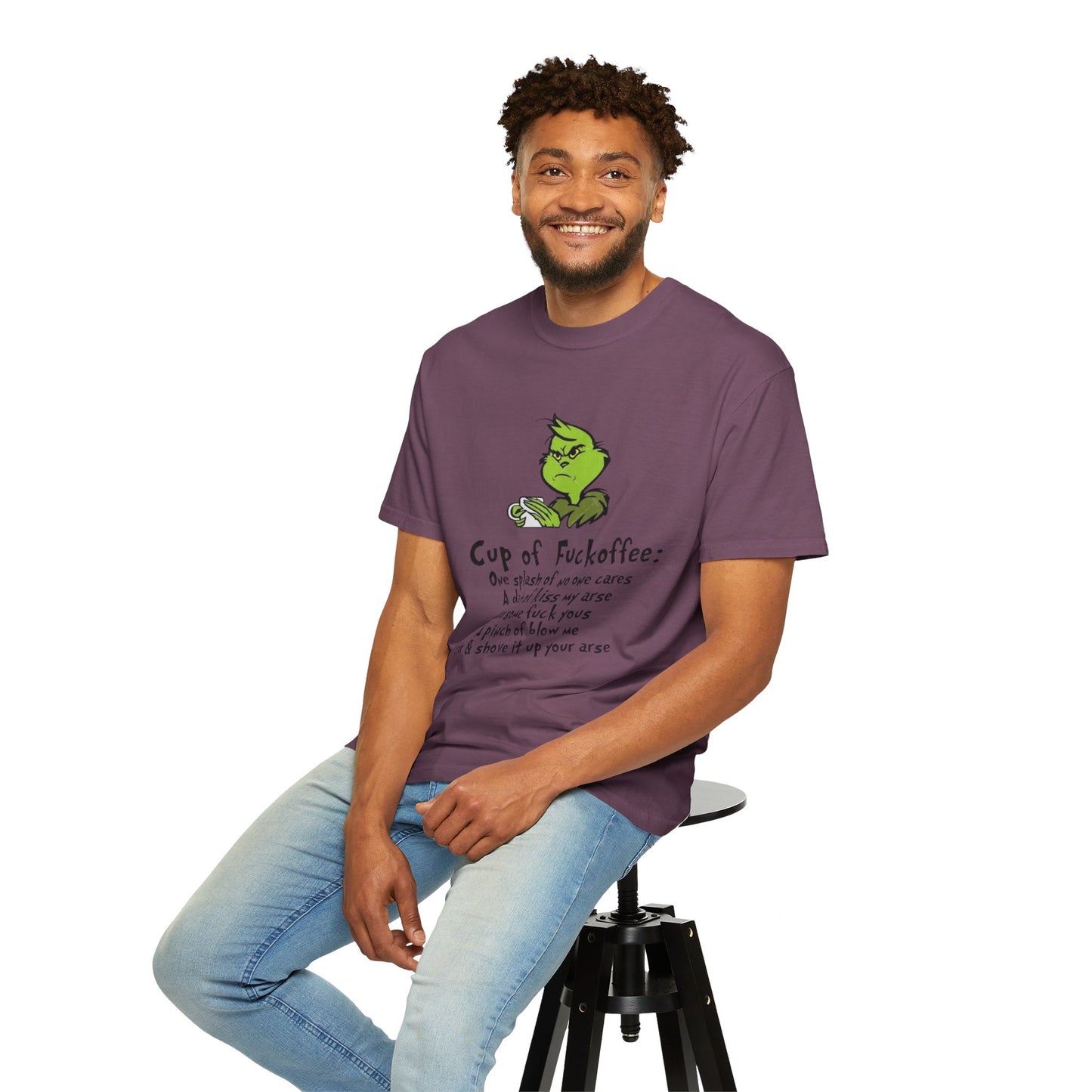 Holiday Graphic Tees  Cozy Festive Wear Funny Grinch-Inspired Unisex T-Shirt Cup of Fuckoffee