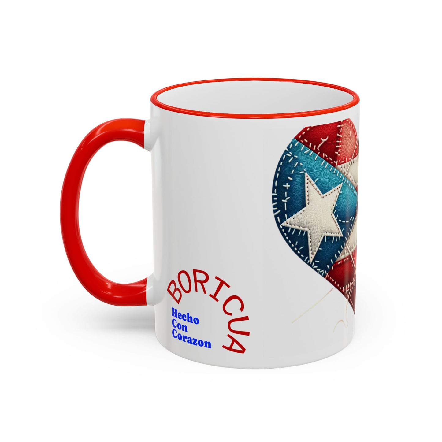 Puerto Rico Flag Heart Accent Rim Mug — Patriotic Coffee Cup (11oz/15oz)