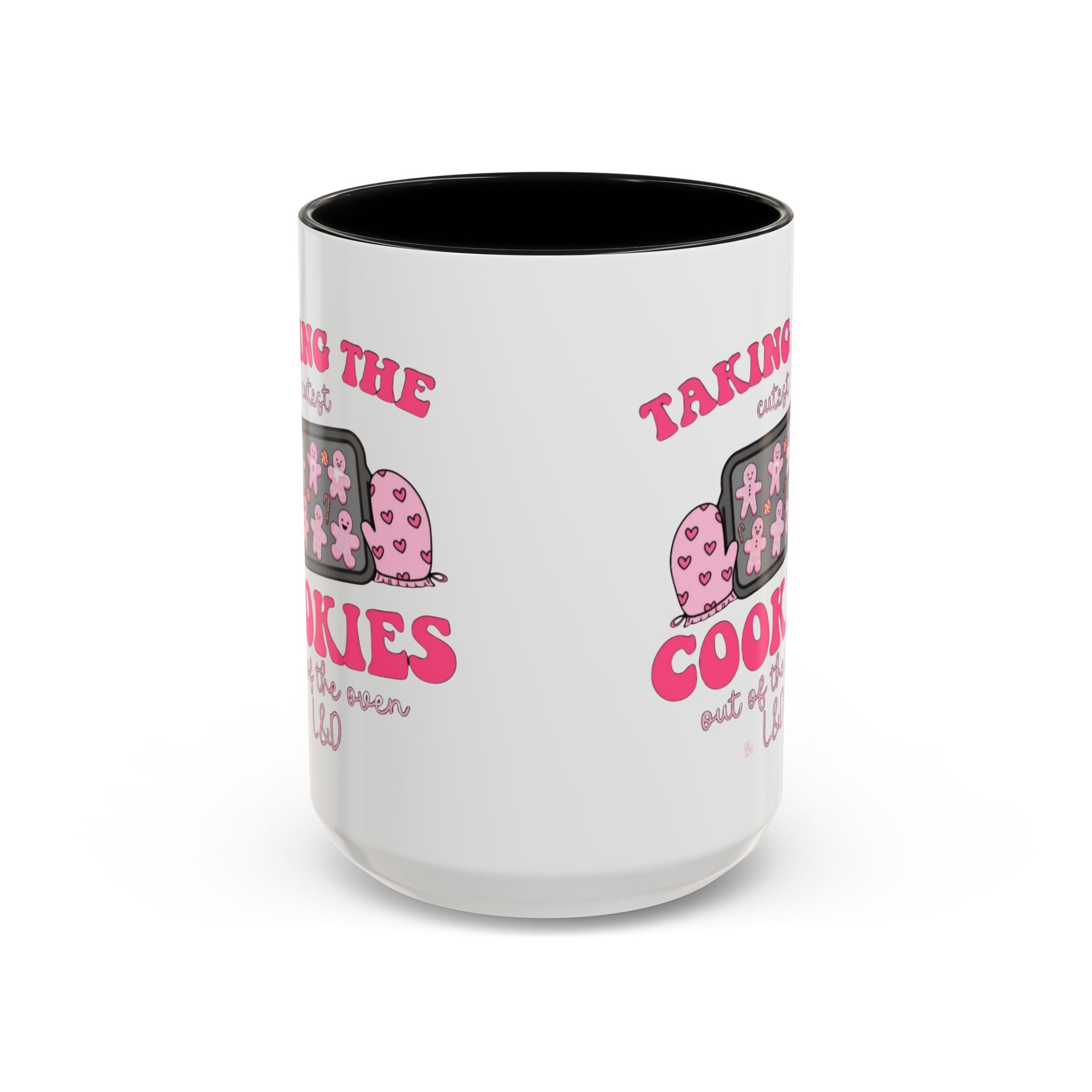 Accent Coffee Mug — "Taking the Cookies" Cute Pink Baking Design Coffee Cup for Fun Celebrations