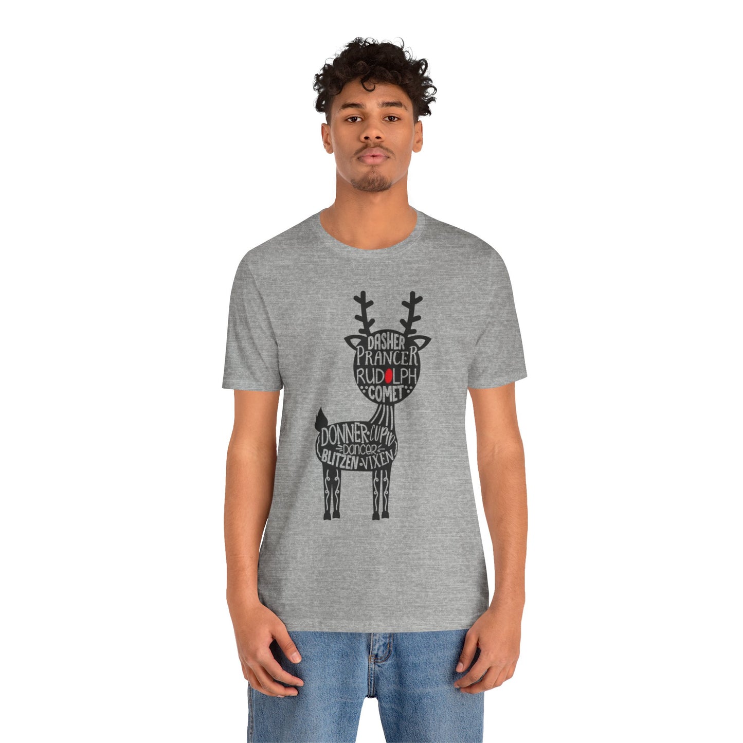 Christmas Reindeer Graphic Tee - Unisex Jersey Short Sleeve Shirt