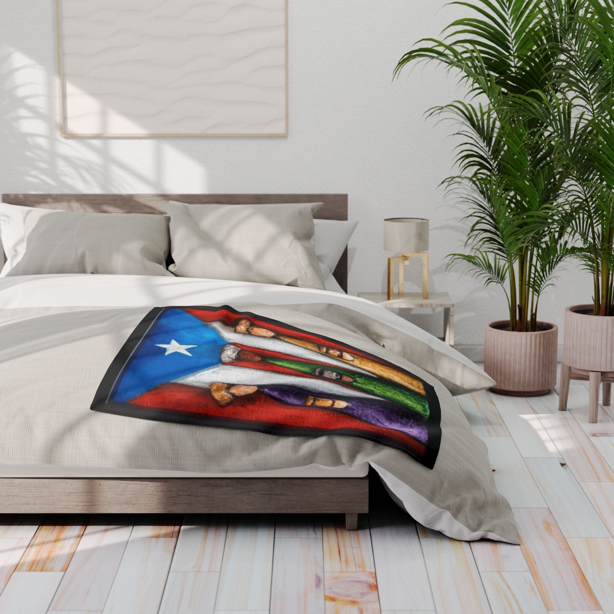 Puerto Rican Flag Nativity Fleece Blanket Three Kings Day Navidad Boricua