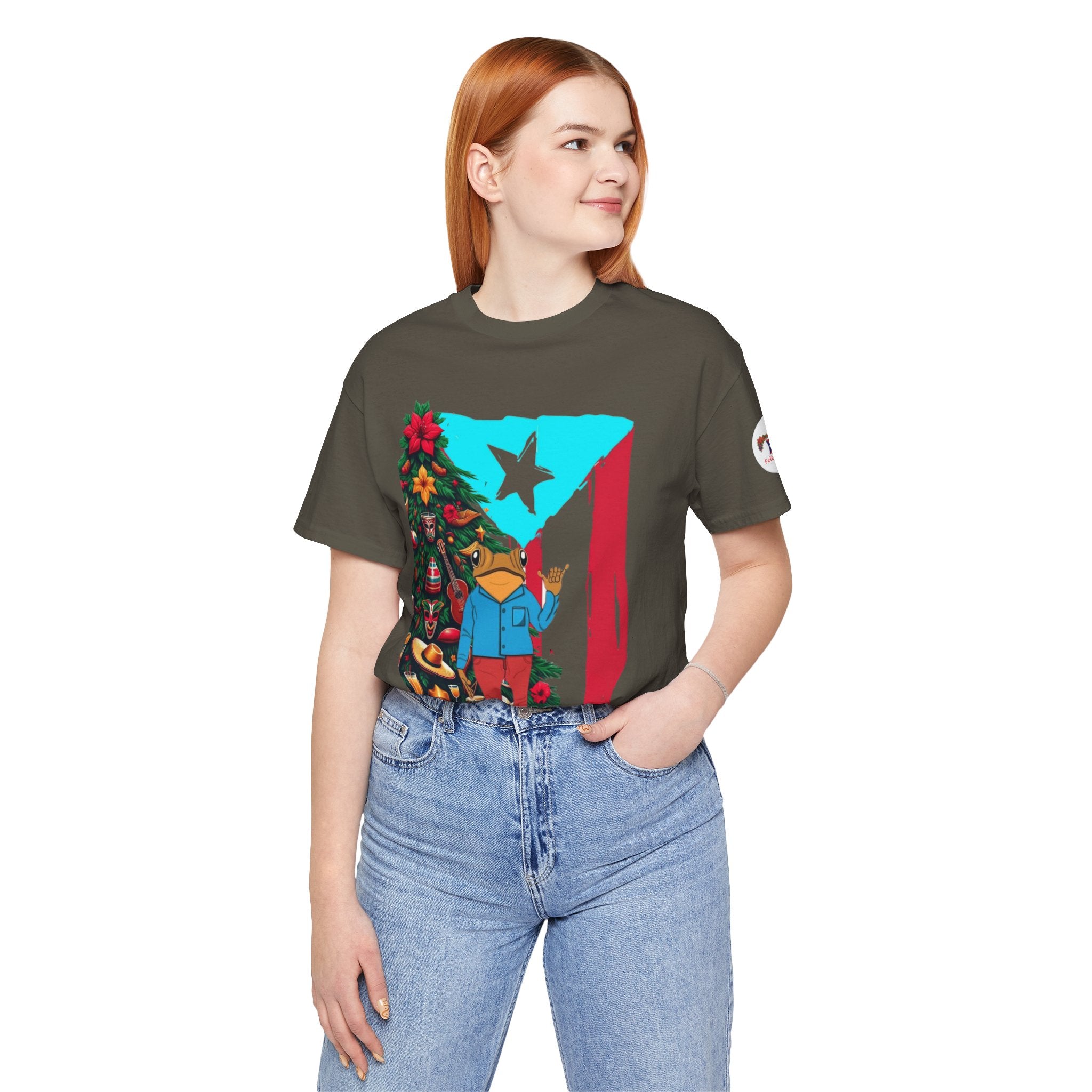 Puerto Rico Holiday T-Shirt  Coquí by Christmas Tree Graphic Puerto Rico’s Navidades
