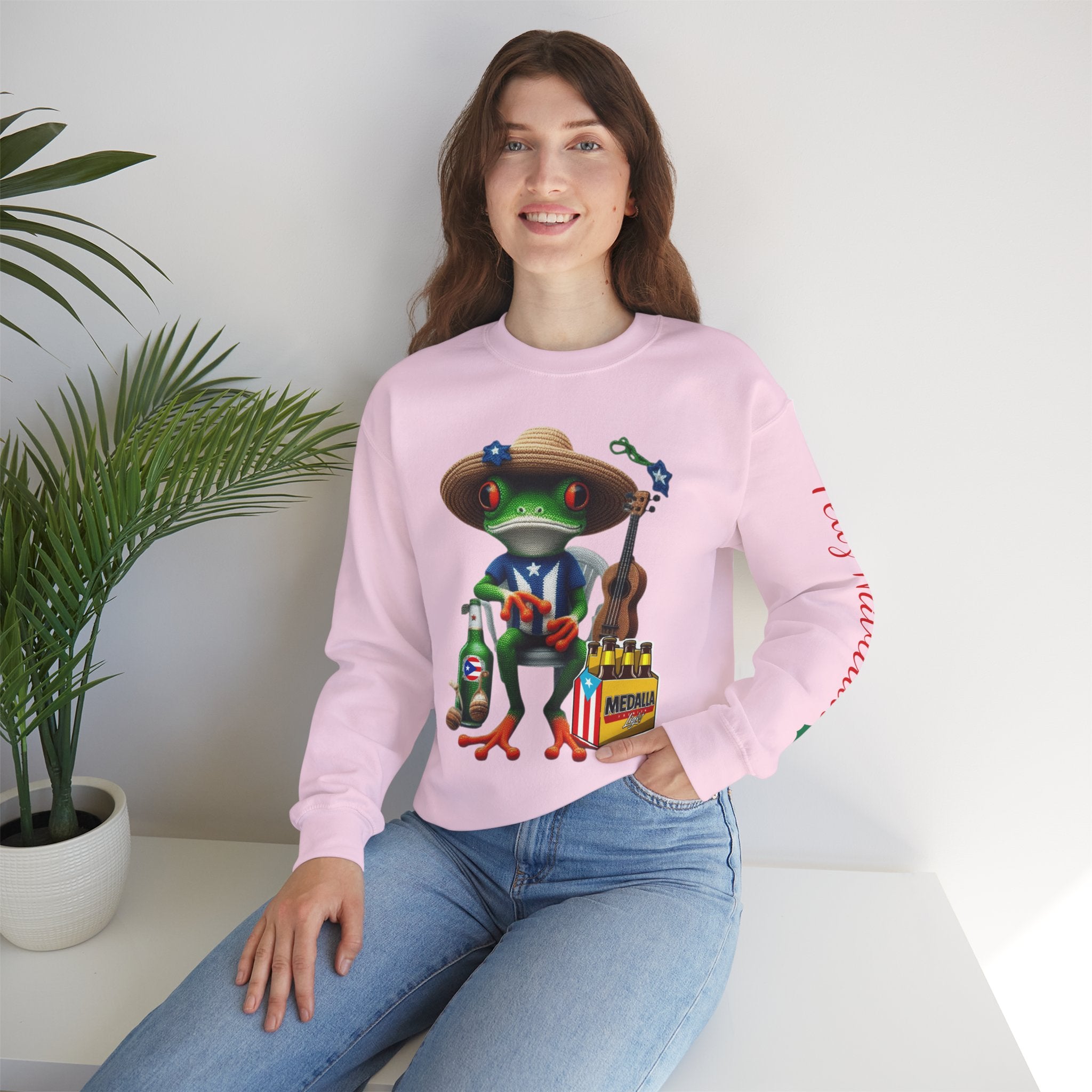 Frog Coqui Crewneck Sweatshirt – Coquito y Medalla Puerto Rican Vibes