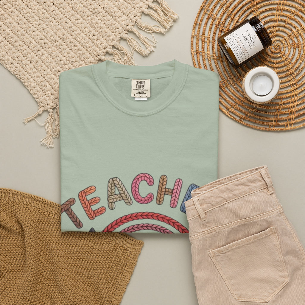 Teacher Rainbow Pencil & Apple T-Shirt — Back-to-School Gift for Educators
