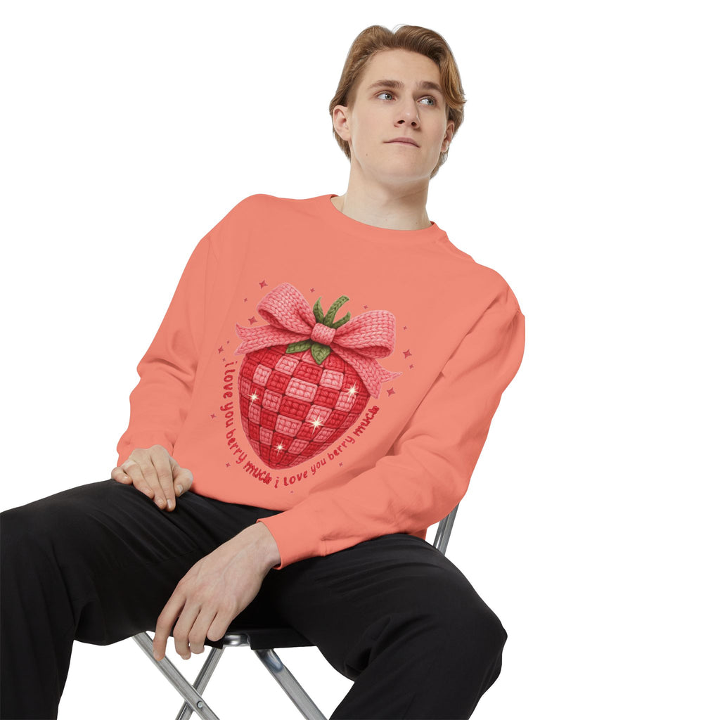 Strawberry Bow Sweatshirt  "I Love You Berry Much" Cute Valentine Pullover