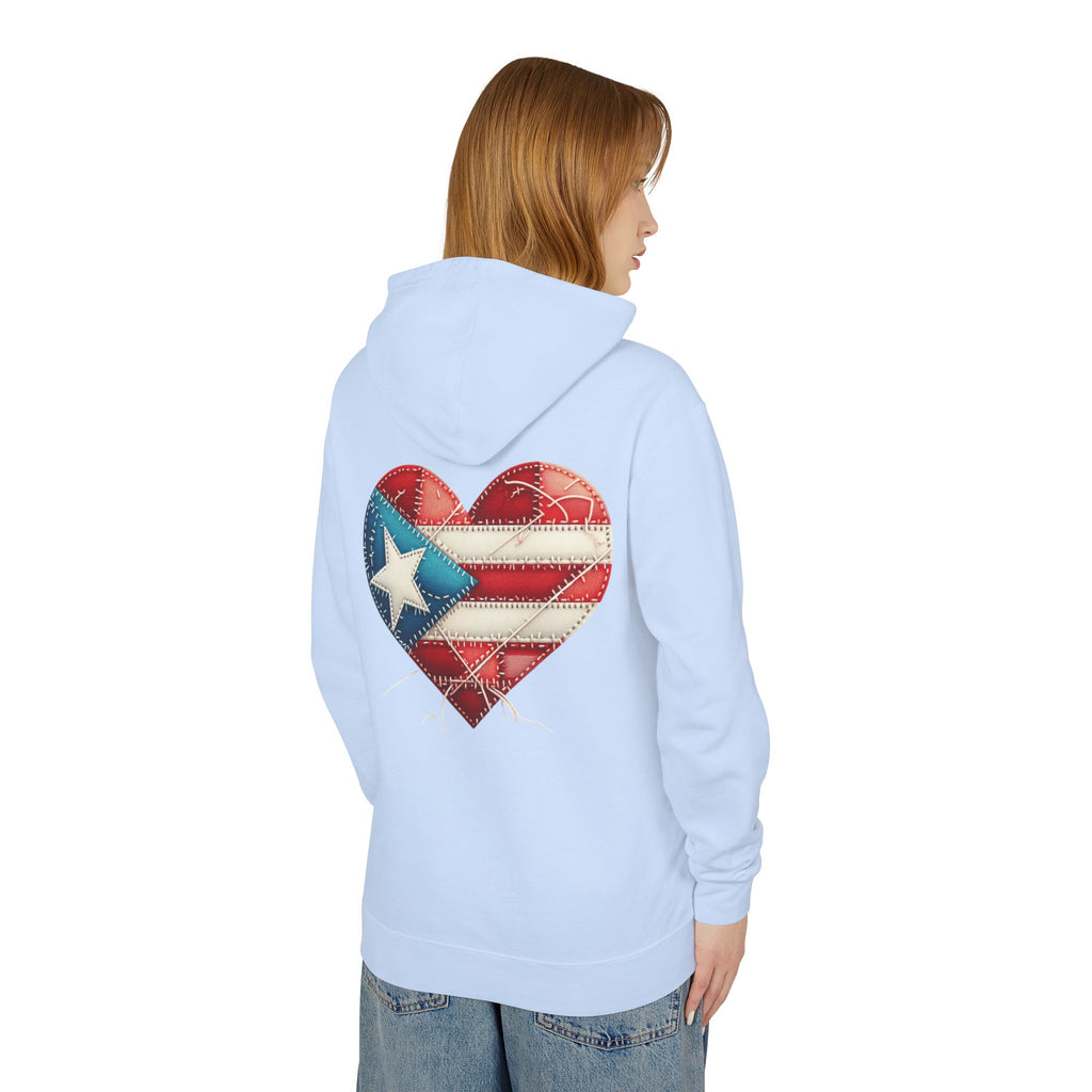 Jíbara Hoodie — Puerto Rican Heart Flag Lightweight Hooded Sweatshirt