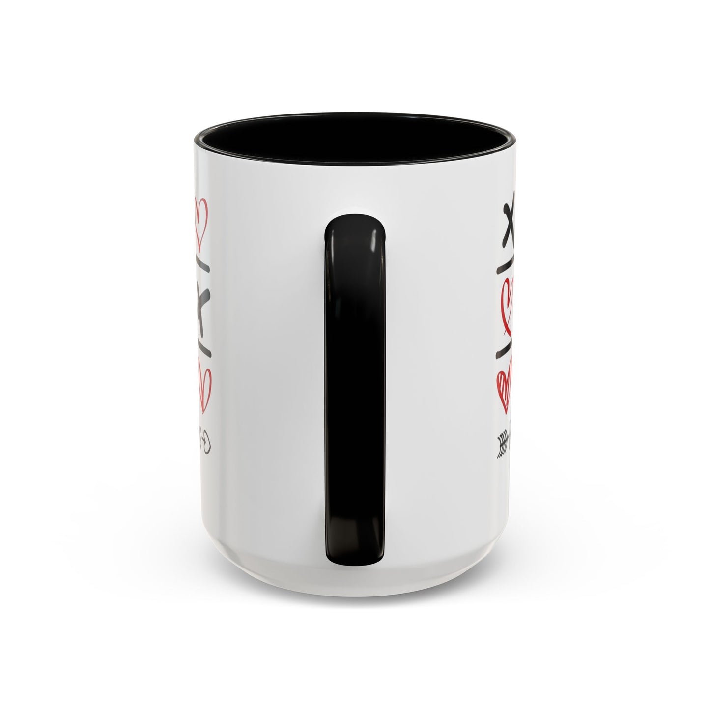 Love Wins Tic-Tac-Toe Heart Accent Coffee Mug — Romantic Valentine 11/15oz