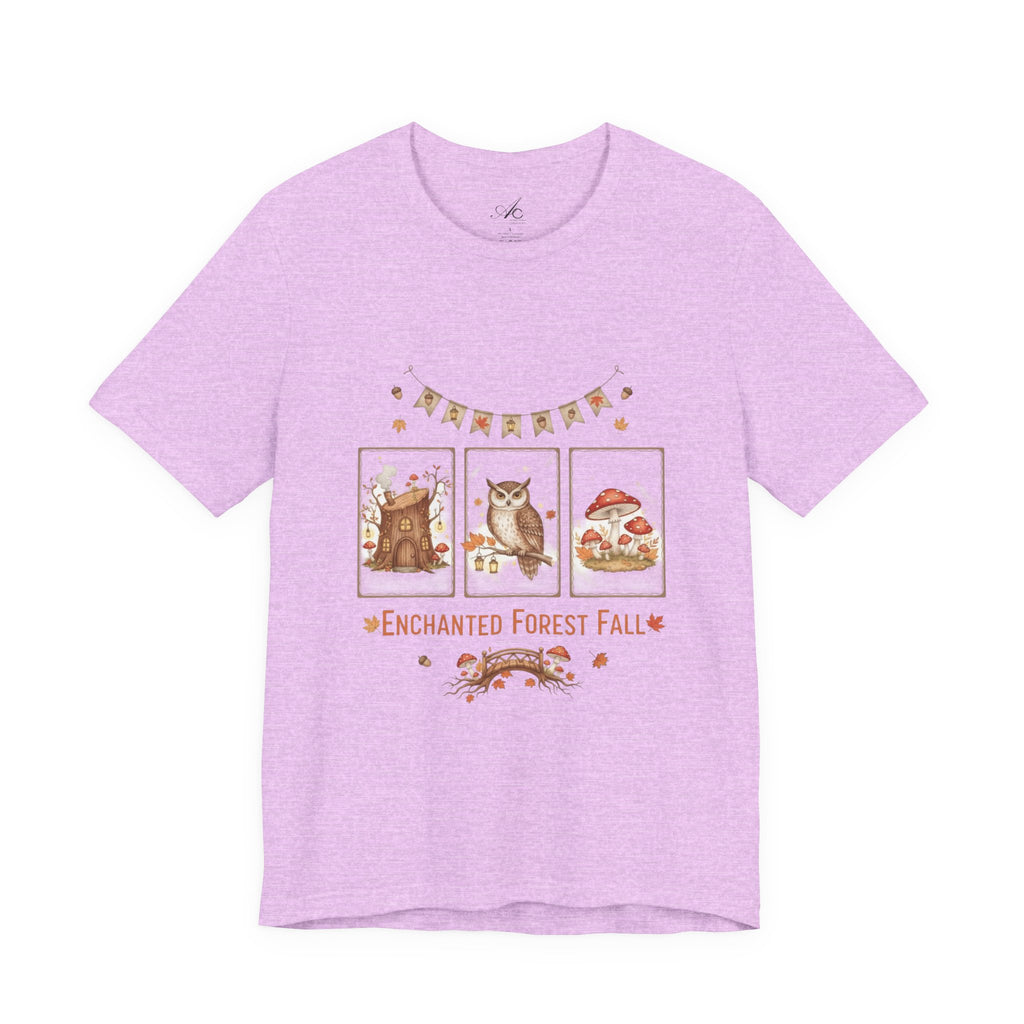 Enchanted Forest Fall Tee, Cute Owl Shirt, Autumn Graphic Tee, Nature Lover Gift, Cozy Fall Apparel, Wildlife T-Shirt, Unisex Fall Top