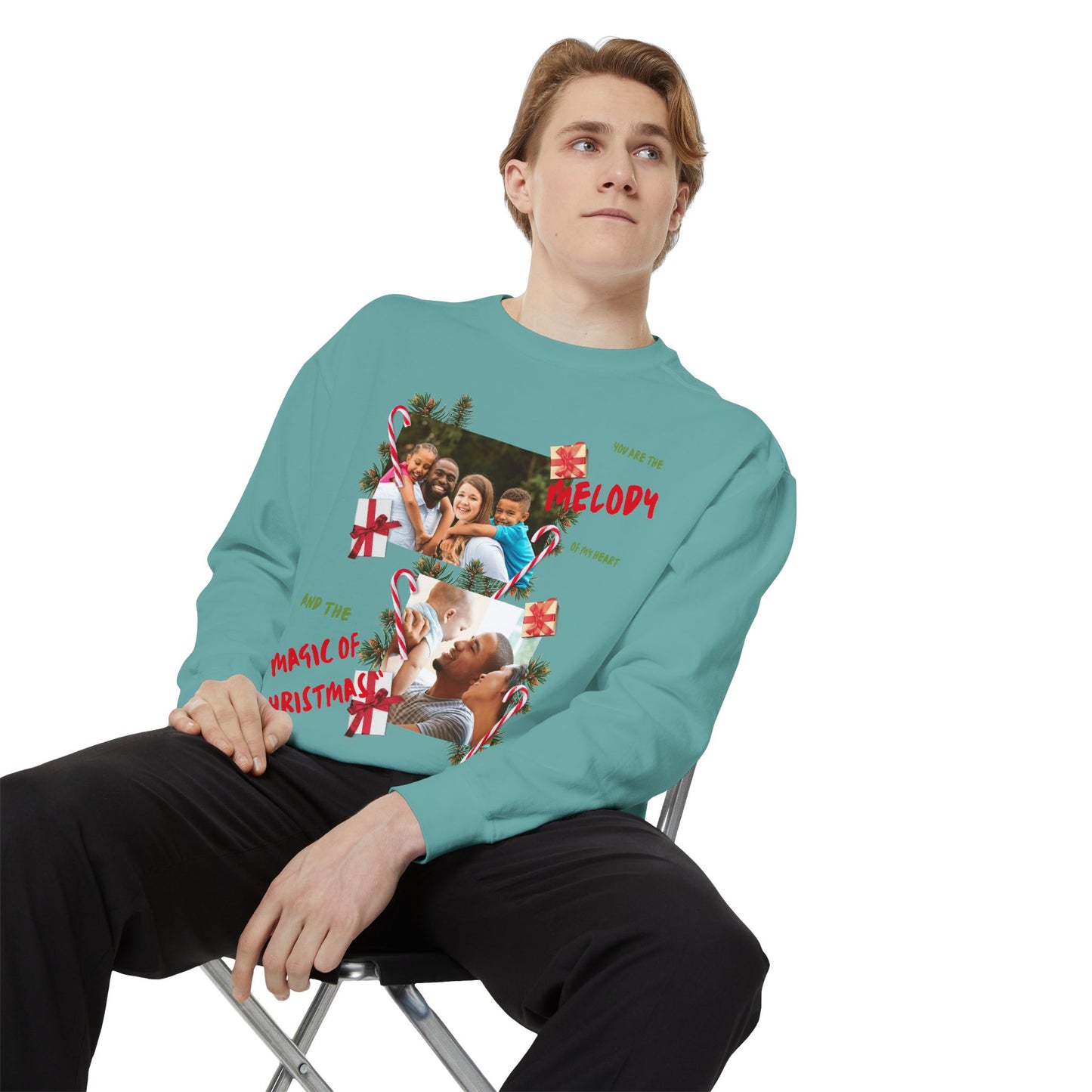 Personalized Christmas Photo Sweatshirt – “You Are the Melody” Holiday Crewneck
