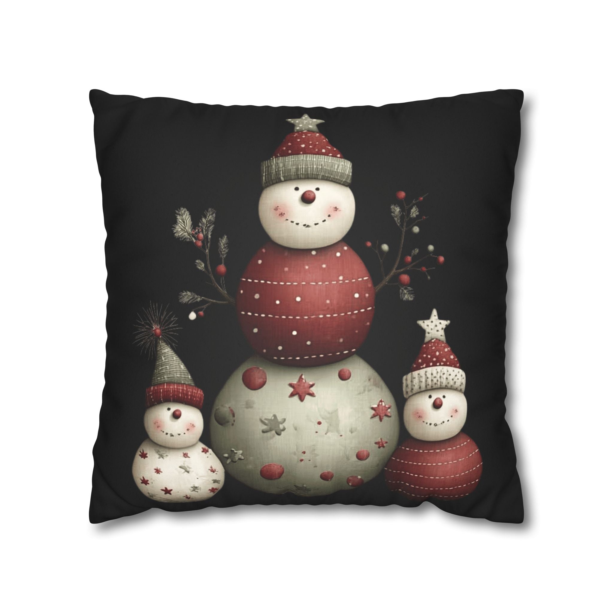 Christmas Snowman Pillowcase — Faux Suede Holiday Throw Pillow Cover CHRISTMAS PILLOW DÉCOR