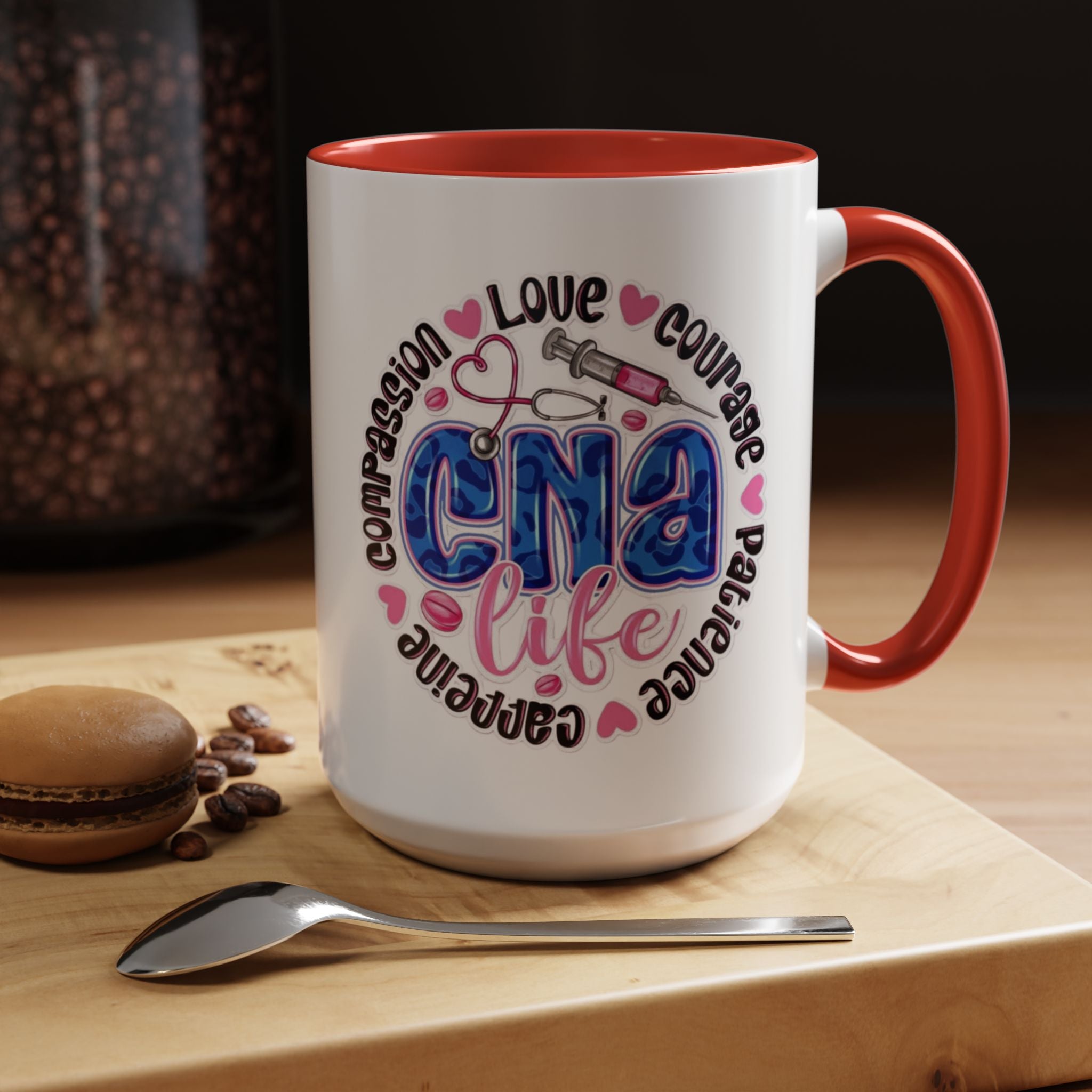 CNA Life Coffee Mug — Compassion, Courage & Patience Accent Mug (11/15oz) Medical Christmas Mug