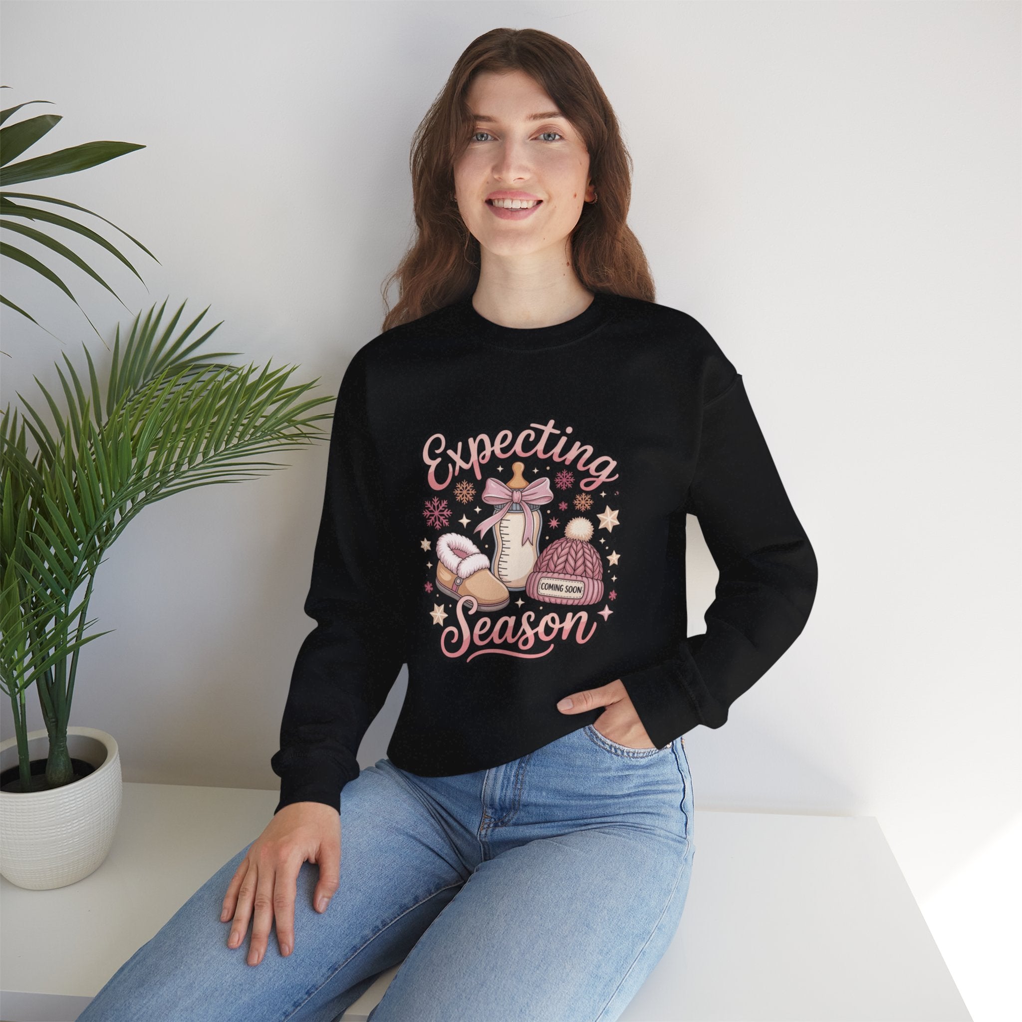 Expecting Season Sweatshirt  Cute Pregnancy Announcement Pullover Cartoon Christmas T-shirts and Sweaters