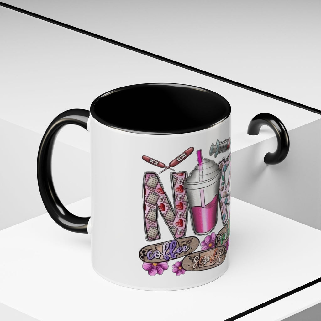 Nurse Love Coffee Mug  Cute Floral Medical Stethoscope & Syringe Design (11/15oz) Medical Christmas Mug