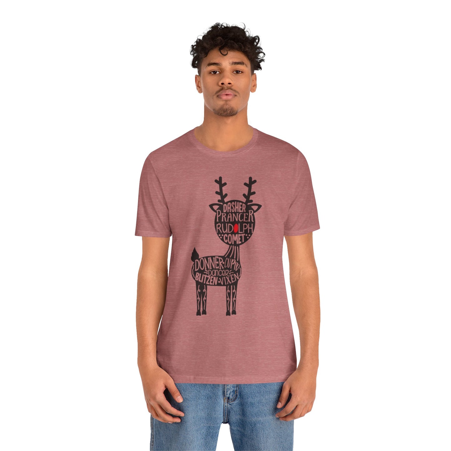Christmas Reindeer Graphic Tee - Unisex Jersey Short Sleeve Shirt