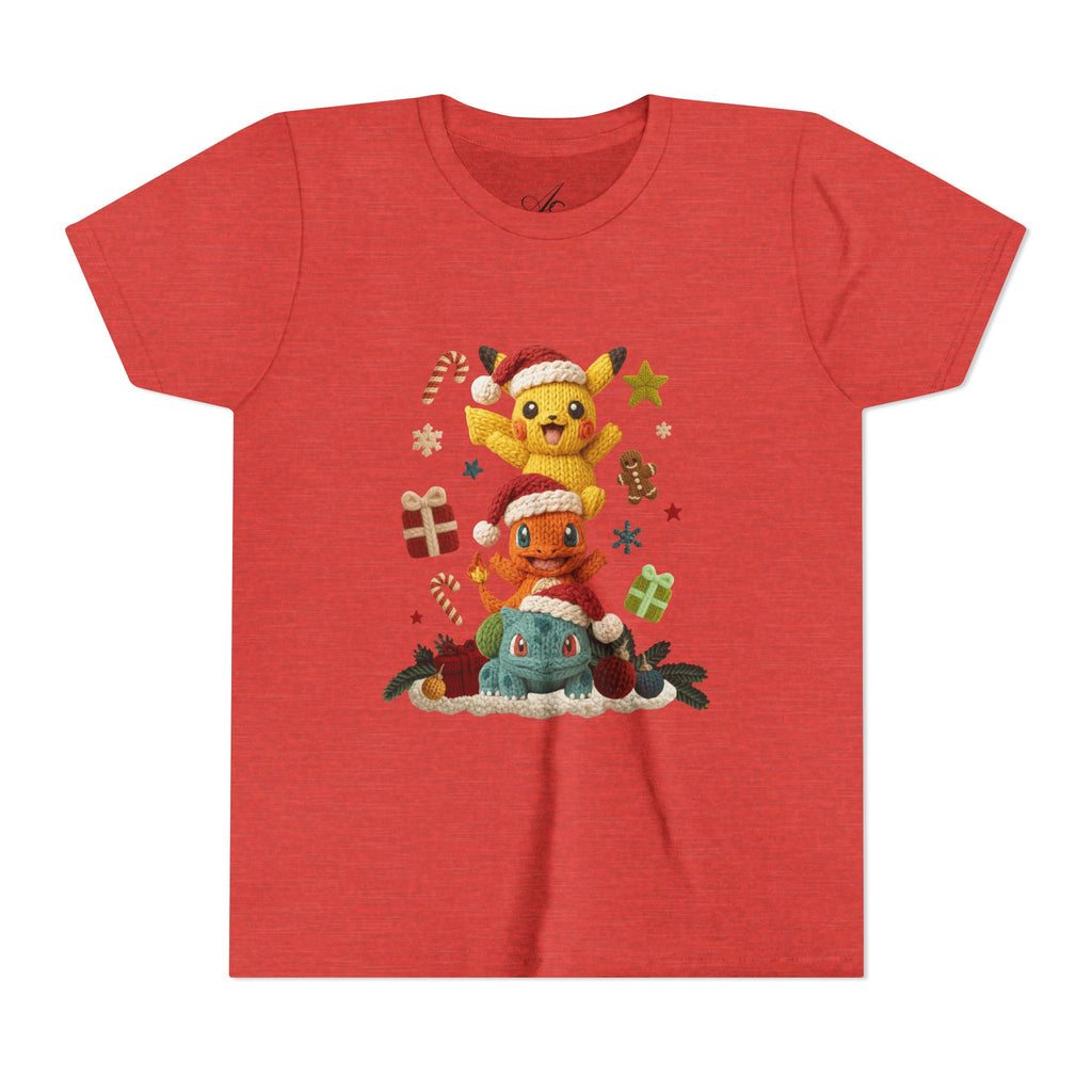 Kids Holiday Tee  Cute Stacked cartoon Characters Christmas Design