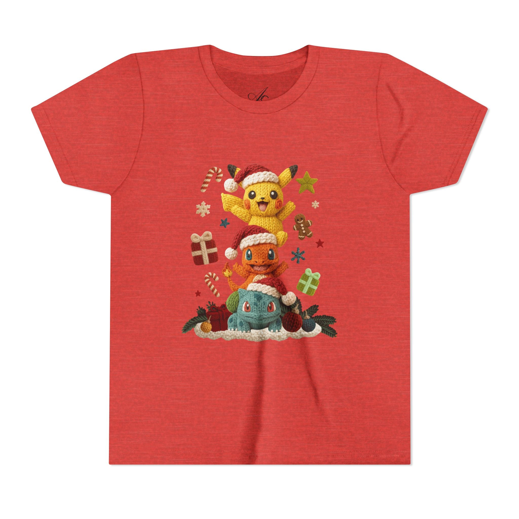 Kids Holiday Tee  Cute Stacked cartoon Characters Christmas Design
