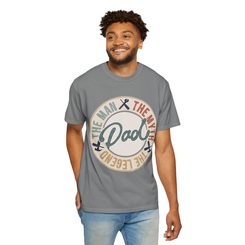 Dad Retro Badge T-Shirt — “Dad: The Man, The Myth, The Legend” Father’s Day Tee