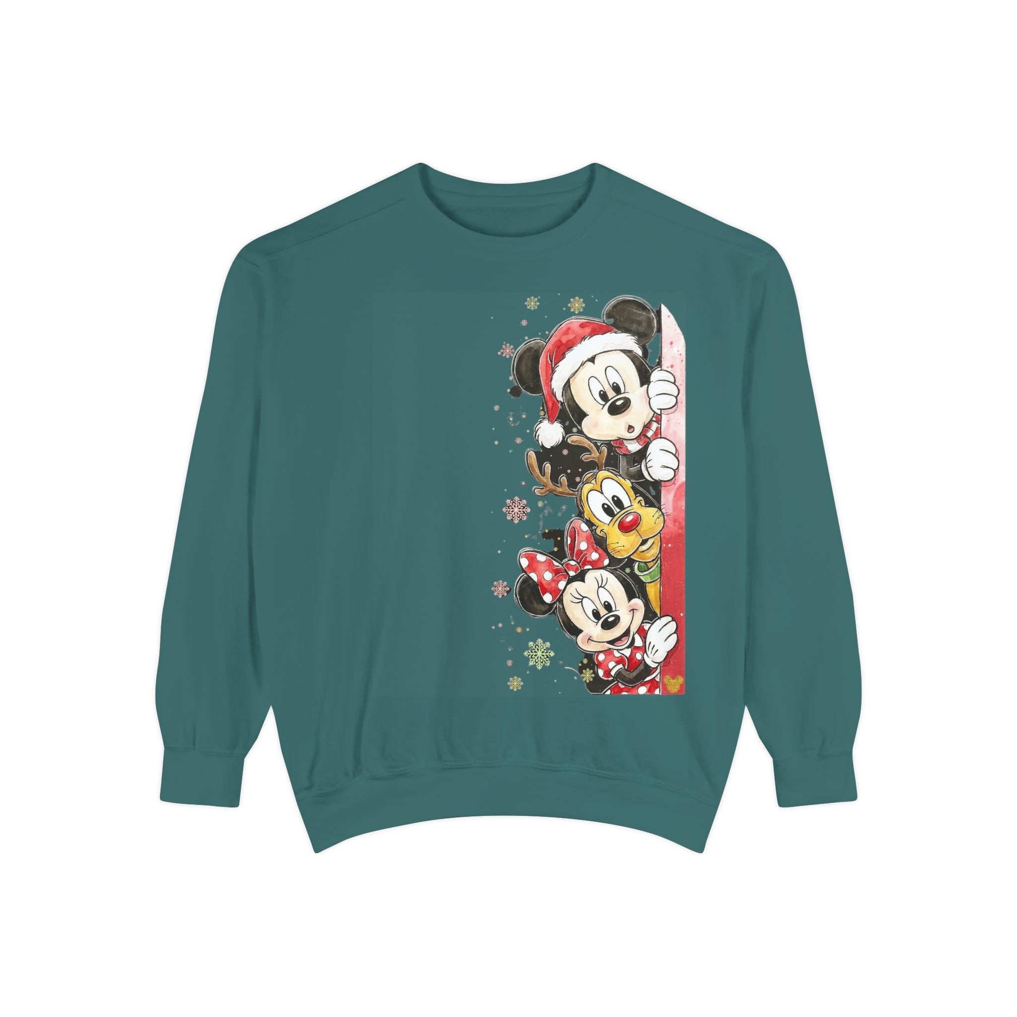 Christmas Disney Characters Sweatshirt  Mickey, Minnie & Pluto Holiday Crew Cartoon Christmas T-shirts and Sweaters