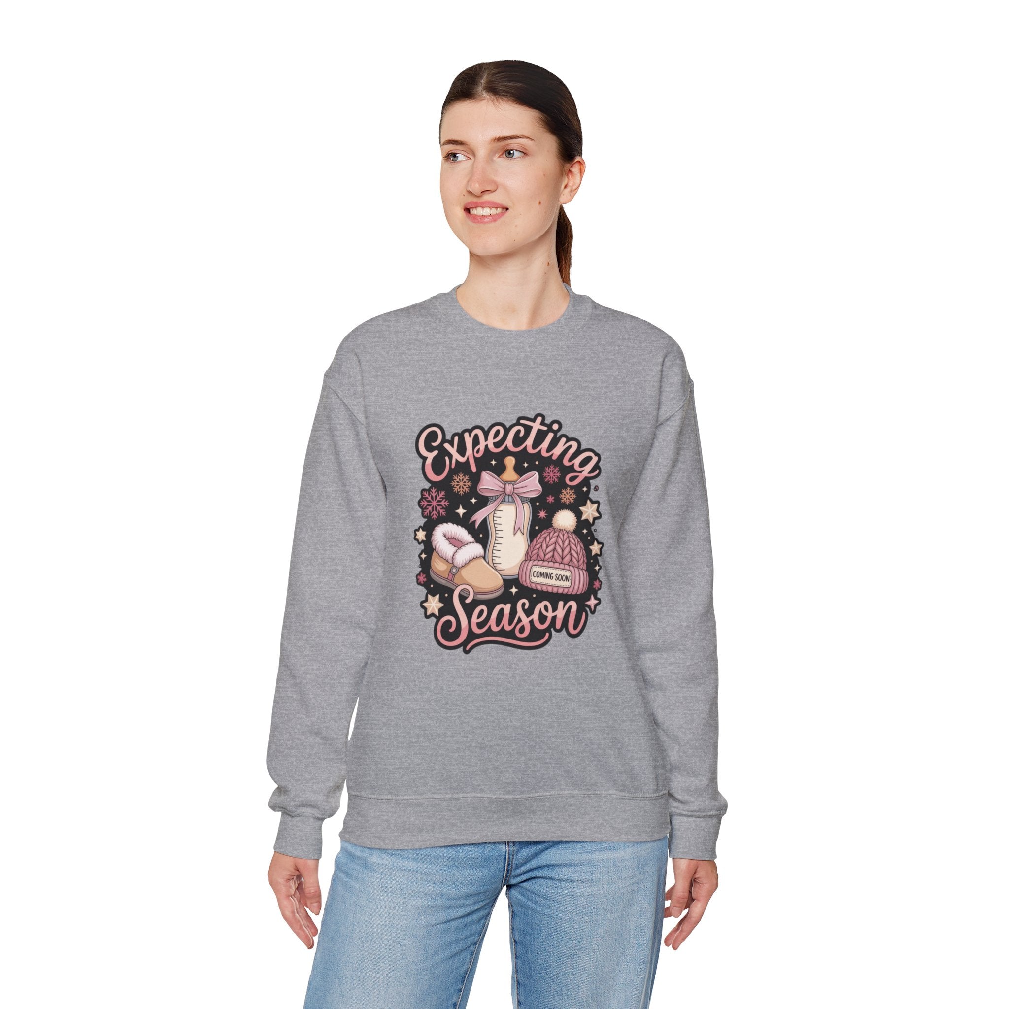 Expecting Season Sweatshirt  Cute Pregnancy Announcement Pullover Cartoon Christmas T-shirts and Sweaters
