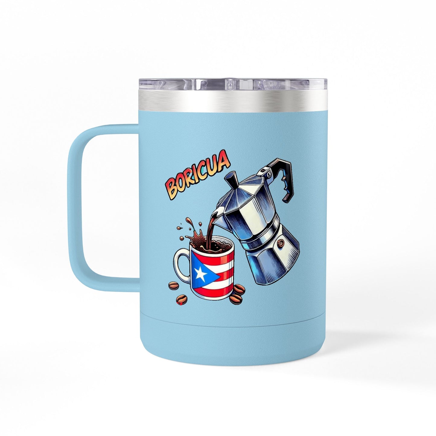 Puerto Rican Coffee Mug Tumbler, 15oz | Great Gift for Coffee Lovers, Unique Kitchen Decor, Perfect for Birthdays & Holidays
