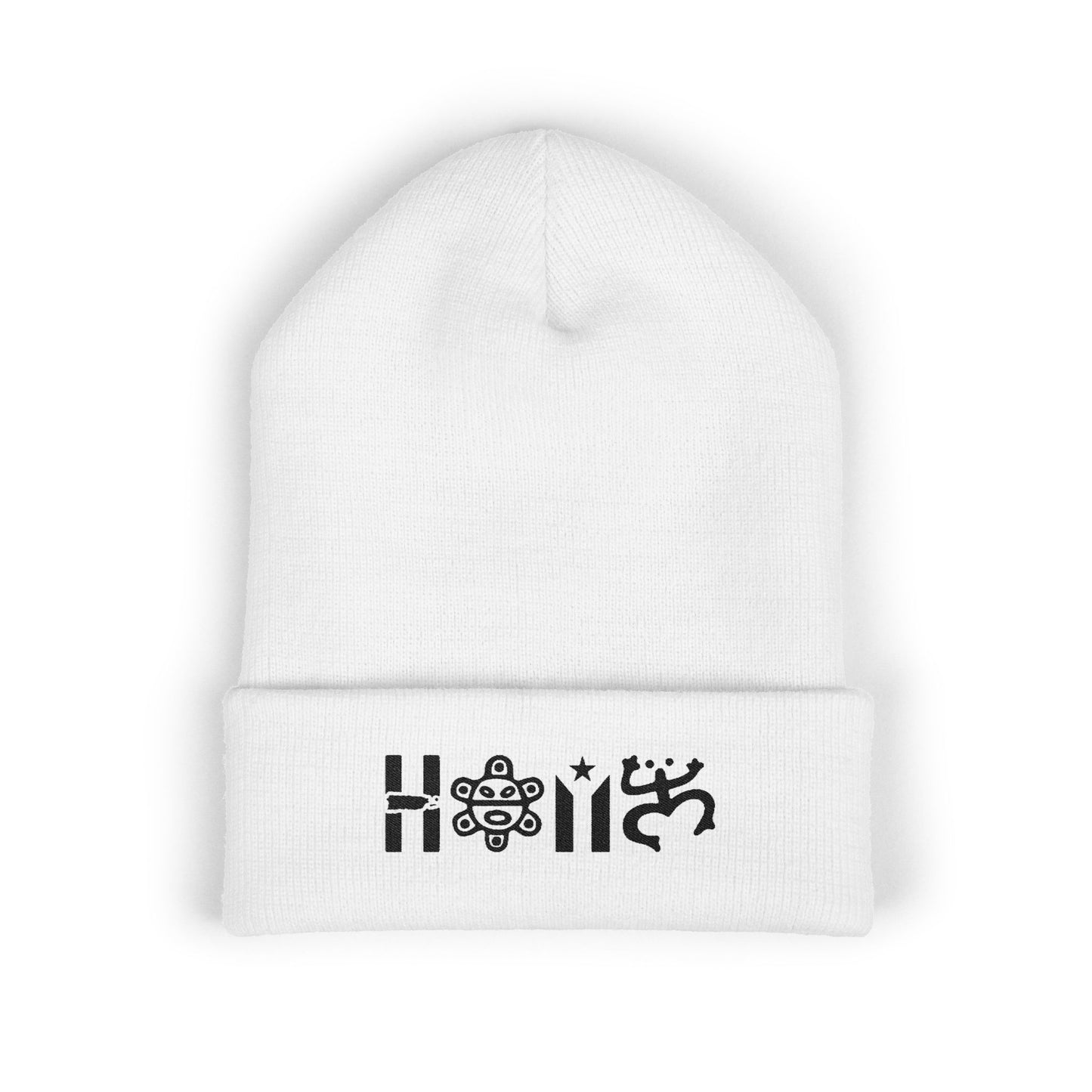 Embroidered 'Holi' Symbol Knit Hat Puerto Rico Beanie Hat – Boricua Pride Cuffed Winter Hat