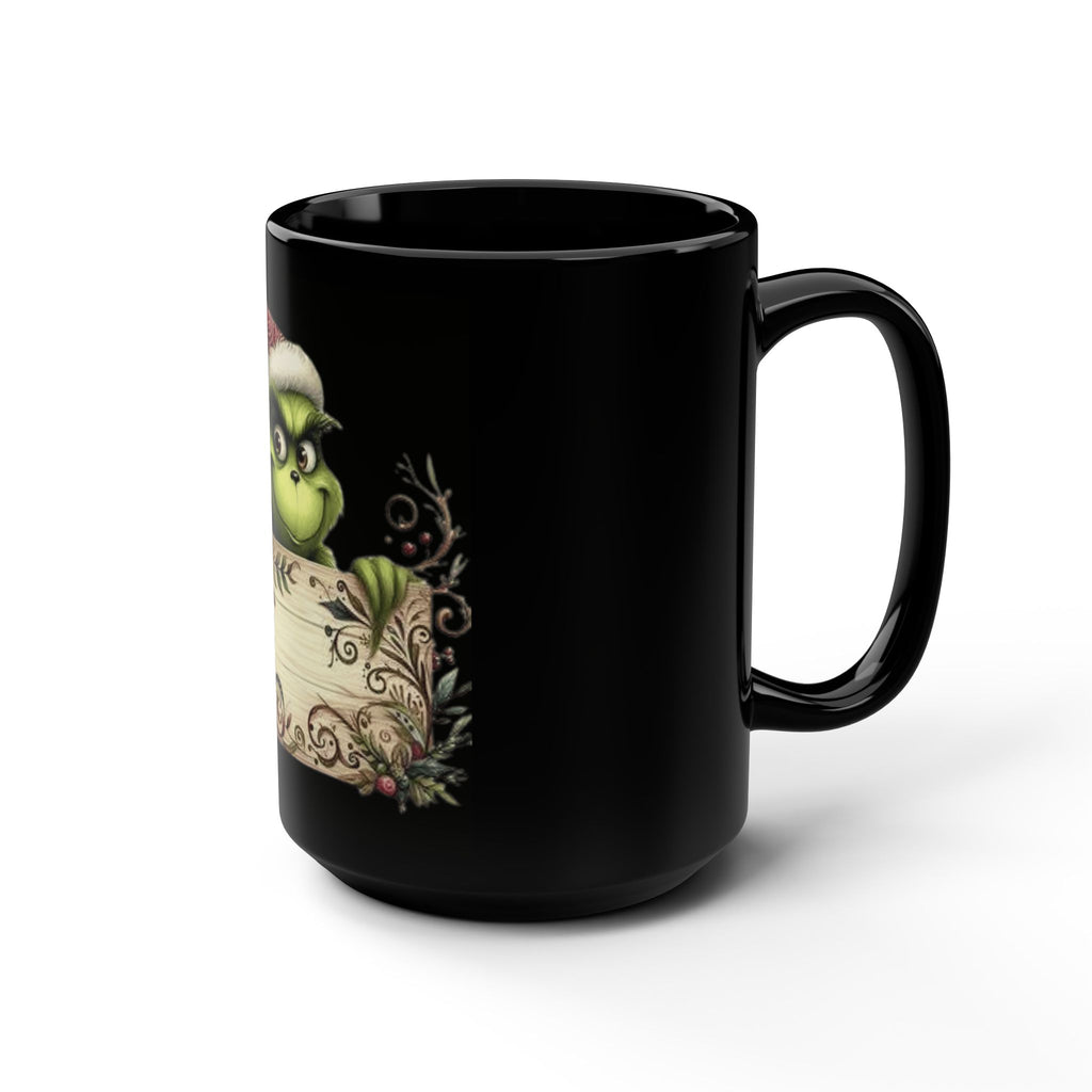 Grinch Holiday Mug - 15oz Black Coffee Cup with Festive Design Beverage Cup – Christmas Design