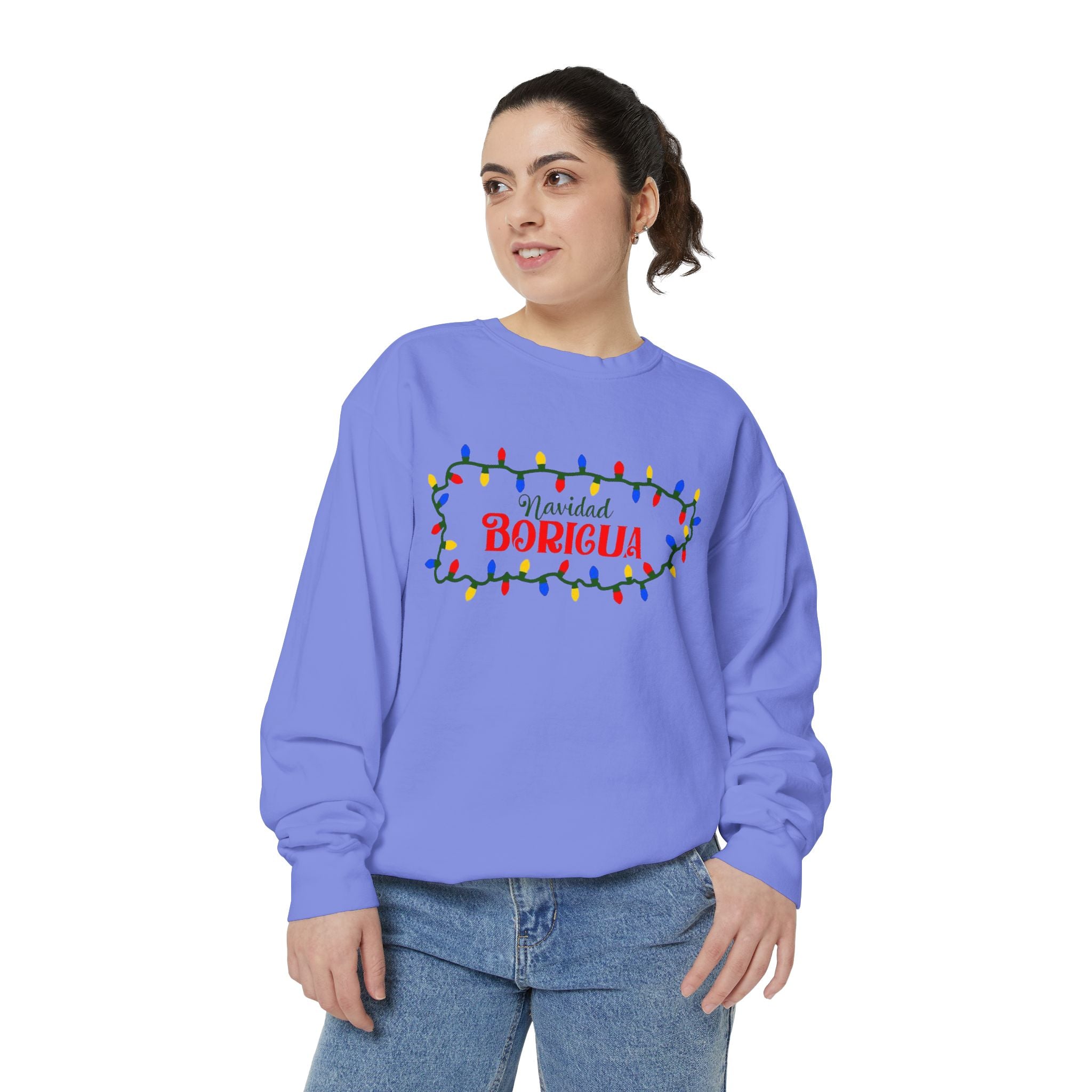 Navidad Boricua Sweatshirt — Puerto Rican Holiday Sweater with Christmas Lights
