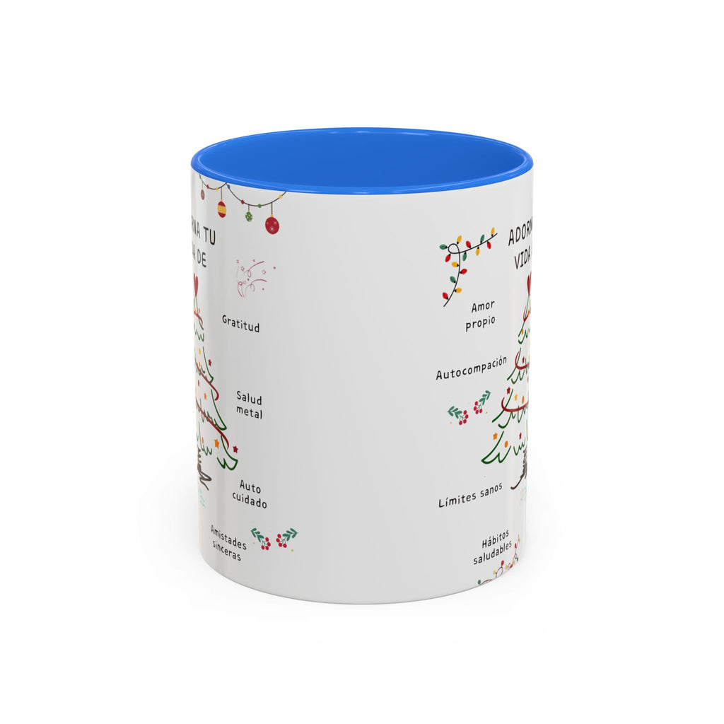 Mug — 'Adorna Tu Vida' Christmas Tree Spanish Holiday Coffee Mug (11oz/15oz)