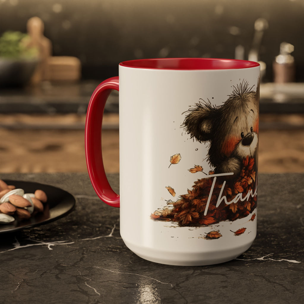 Thankful Bear Autumn Mug — Cute Fall Coffee Cup (11oz, 15oz)