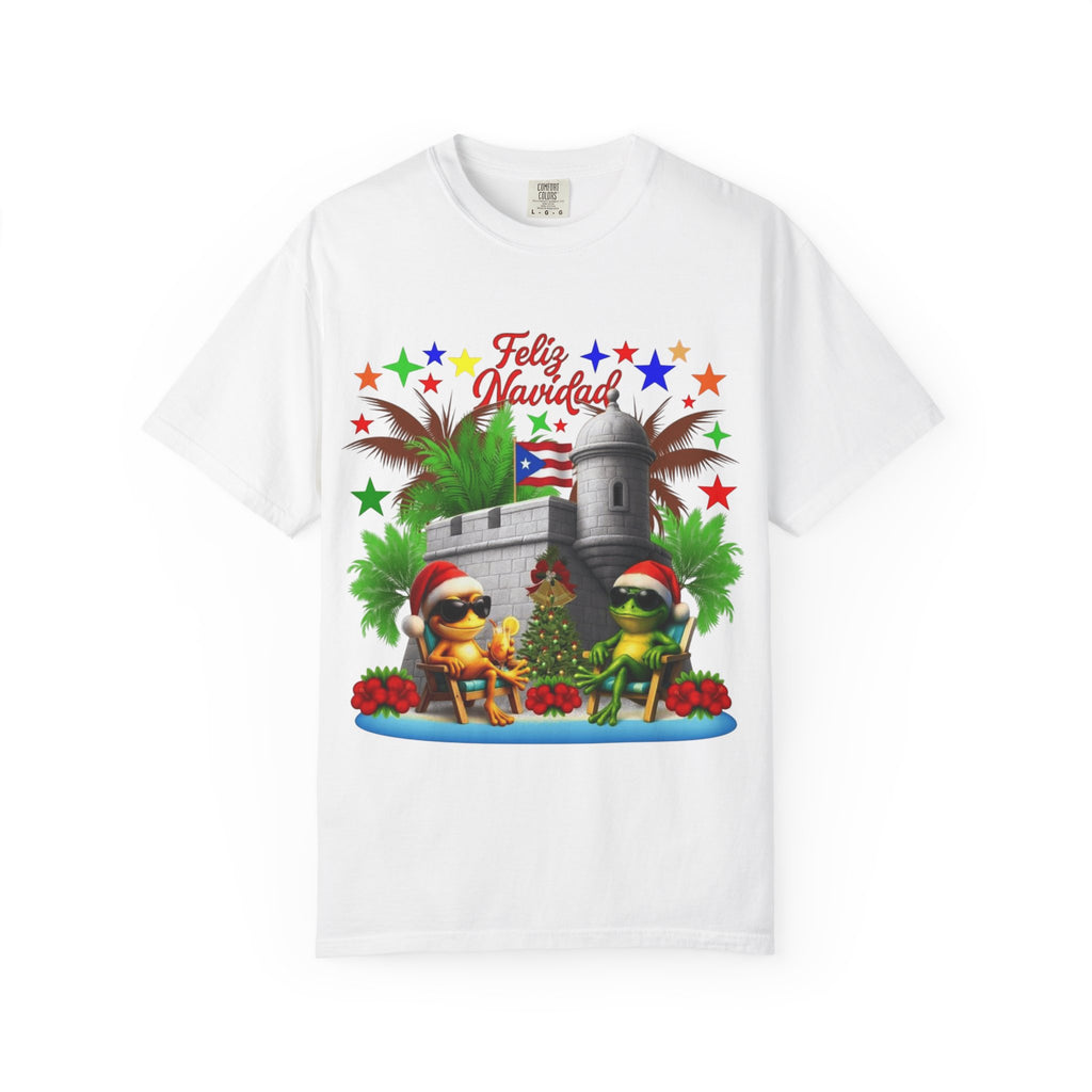 Feliz Navidad Puerto Rico T-Shirt  Castillo & Coquí Holiday Tee Puerto Rico Navidades