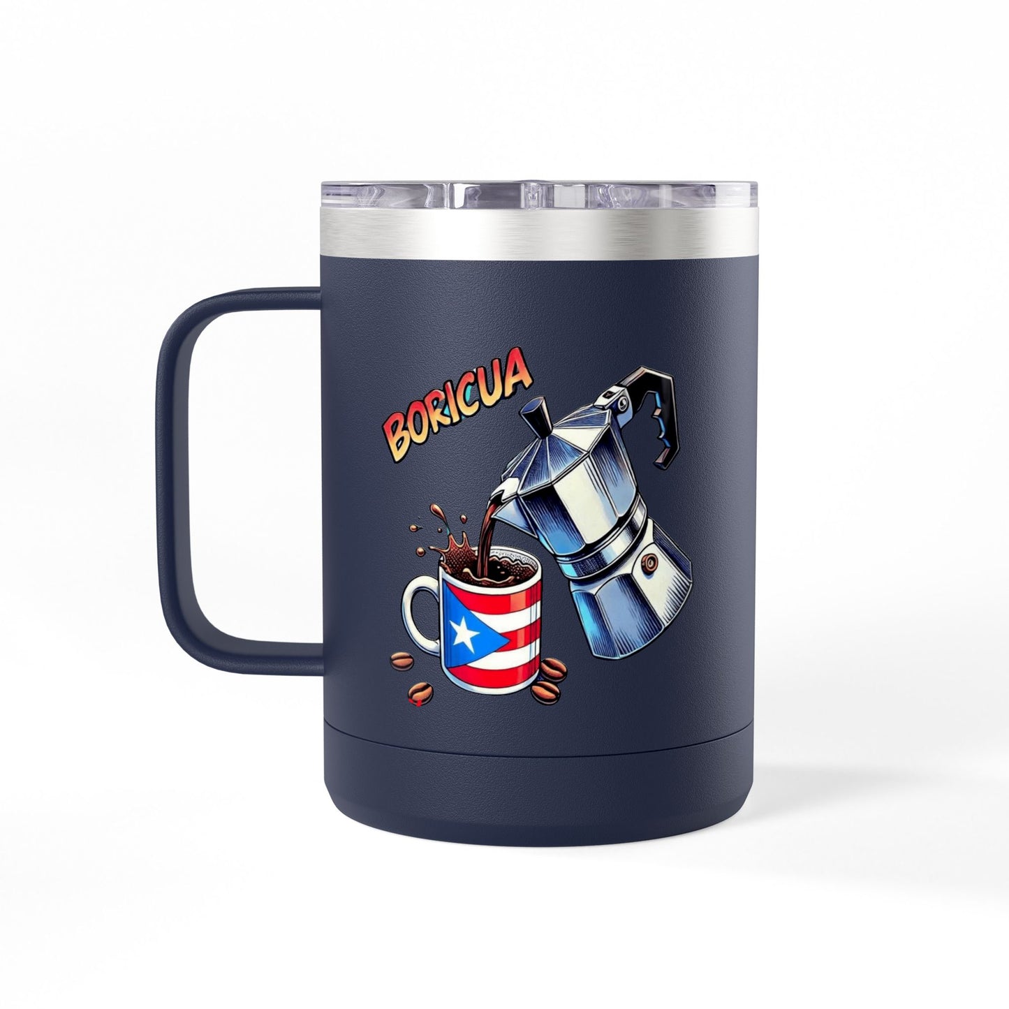 Puerto Rican Coffee Mug Tumbler, 15oz | Great Gift for Coffee Lovers, Unique Kitchen Decor, Perfect for Birthdays & Holidays
