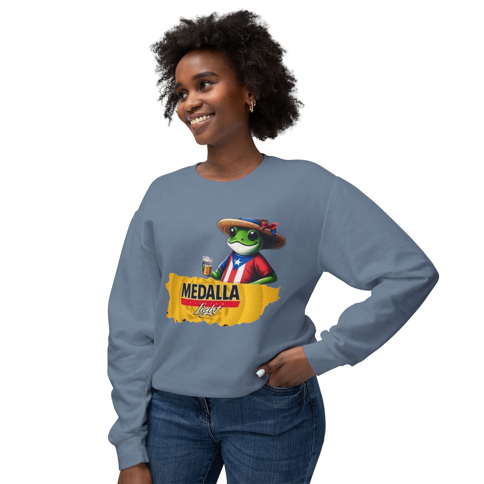 Medalla Light Puerto Rico Sweatshirt Coqui Boricua flag  Beer Pack Graphic Puerto Rico Navidades