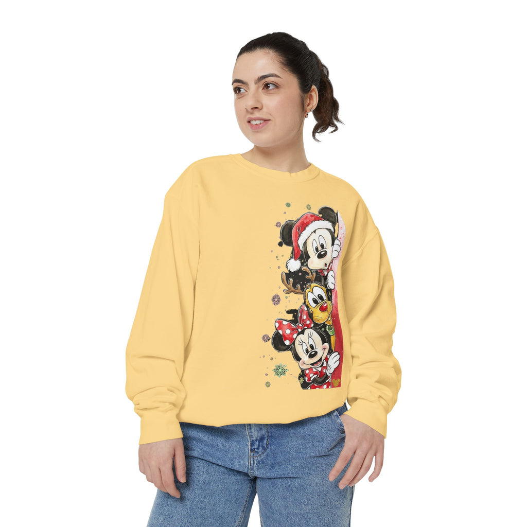 Christmas Disney Characters Sweatshirt  Mickey, Minnie & Pluto Holiday Crew Cartoon Christmas T-shirts and Sweaters