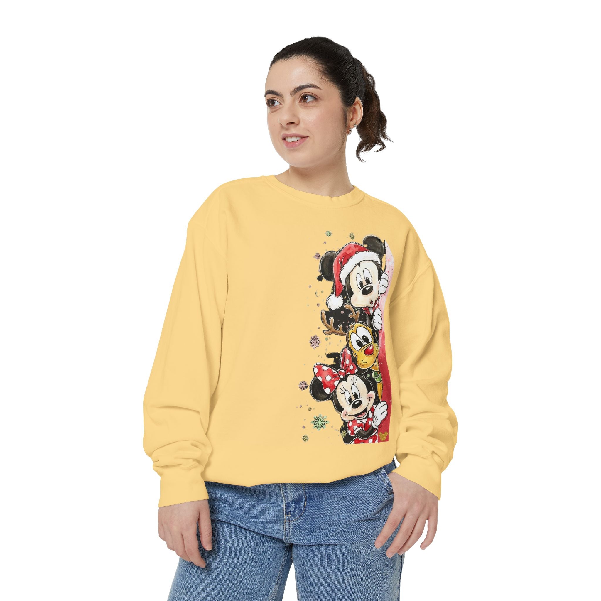 Christmas Disney Characters Sweatshirt  Mickey, Minnie & Pluto Holiday Crew Cartoon Christmas T-shirts and Sweaters