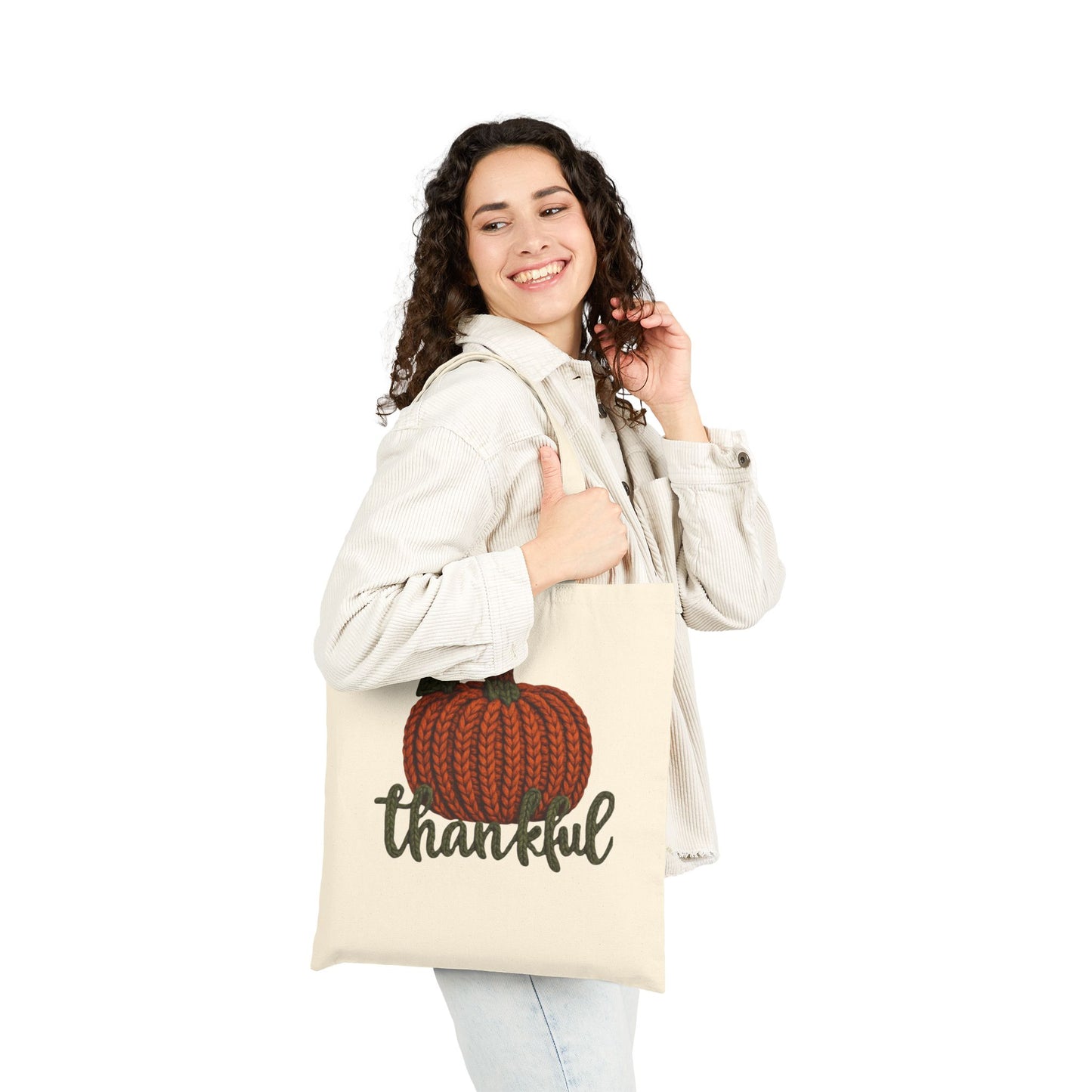 Thankful Pumpkin Tote Bag Christmas Tote Bag  Festive Holiday Design