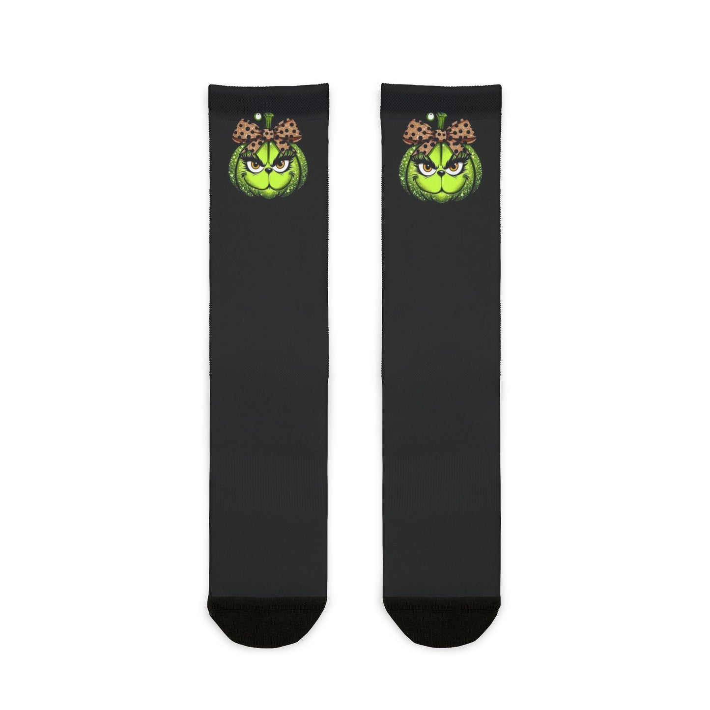 New Christmas Sock Collection! Green Pumpkin Witch Jack-O'-Lantern Crew Socks