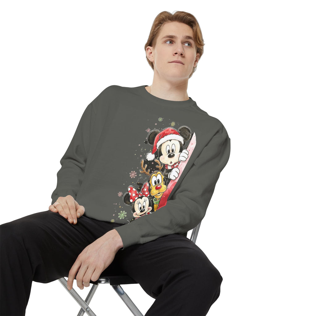 Christmas Disney Characters Sweatshirt  Mickey, Minnie & Pluto Holiday Crew Cartoon Christmas T-shirts and Sweaters