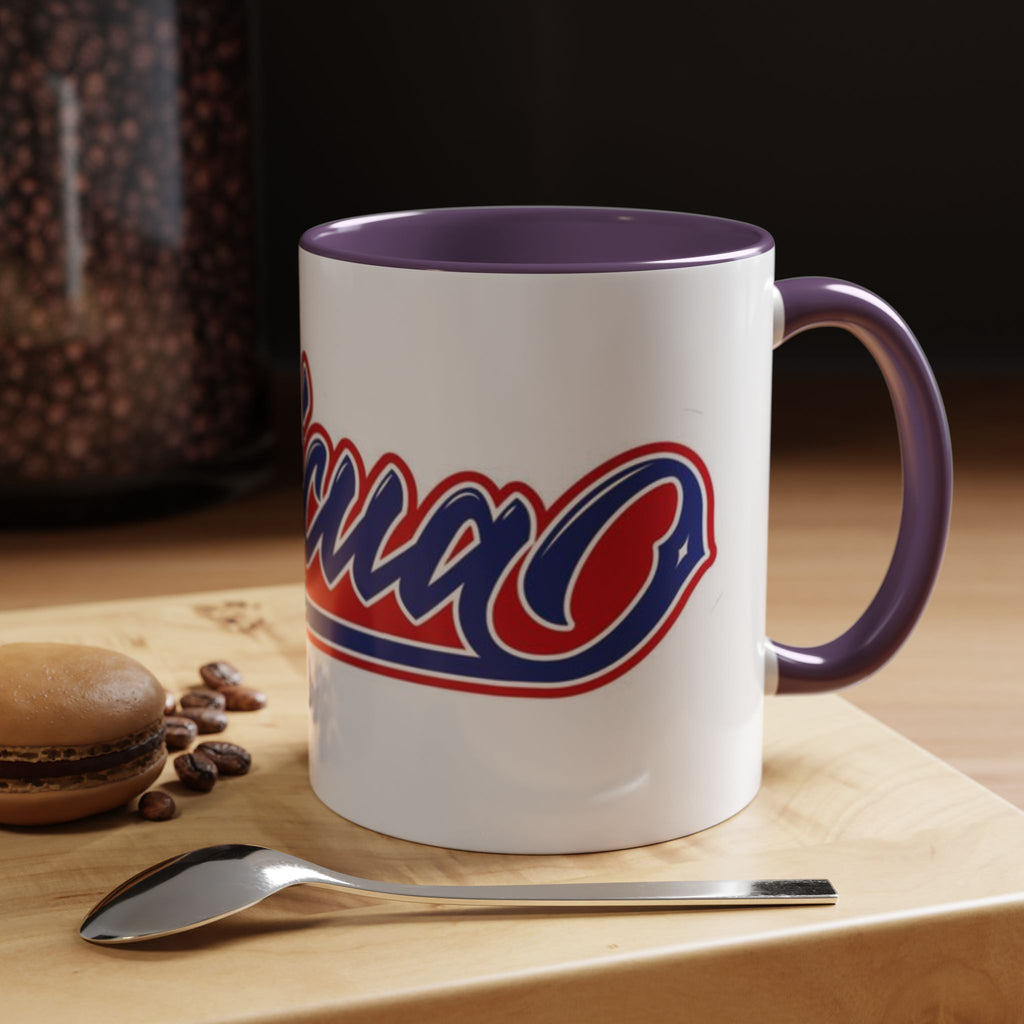Puerto Rico Script Accent Coffee Mug — Retro Red & Blue 'Boricua' Design (11/15oz)